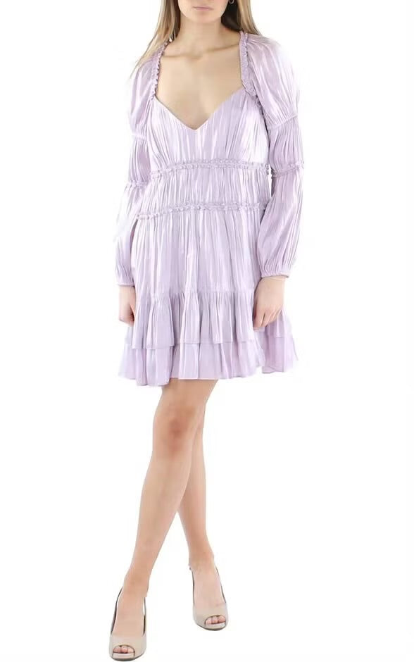CINQ A SEPT lilac tammy tiered pleated dress