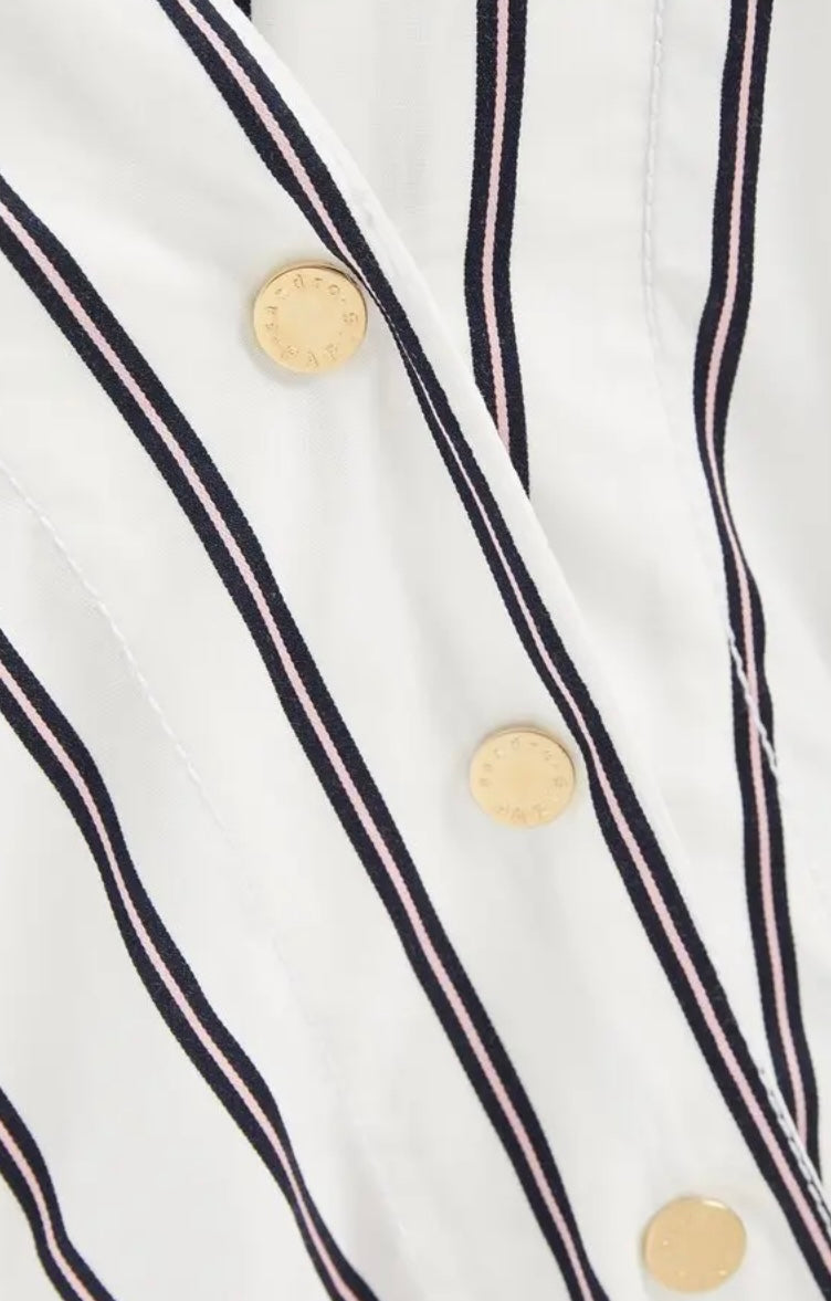 SANDRO
Naelle Snap-Detailed Striped Cotton-Poplin Shirt - White