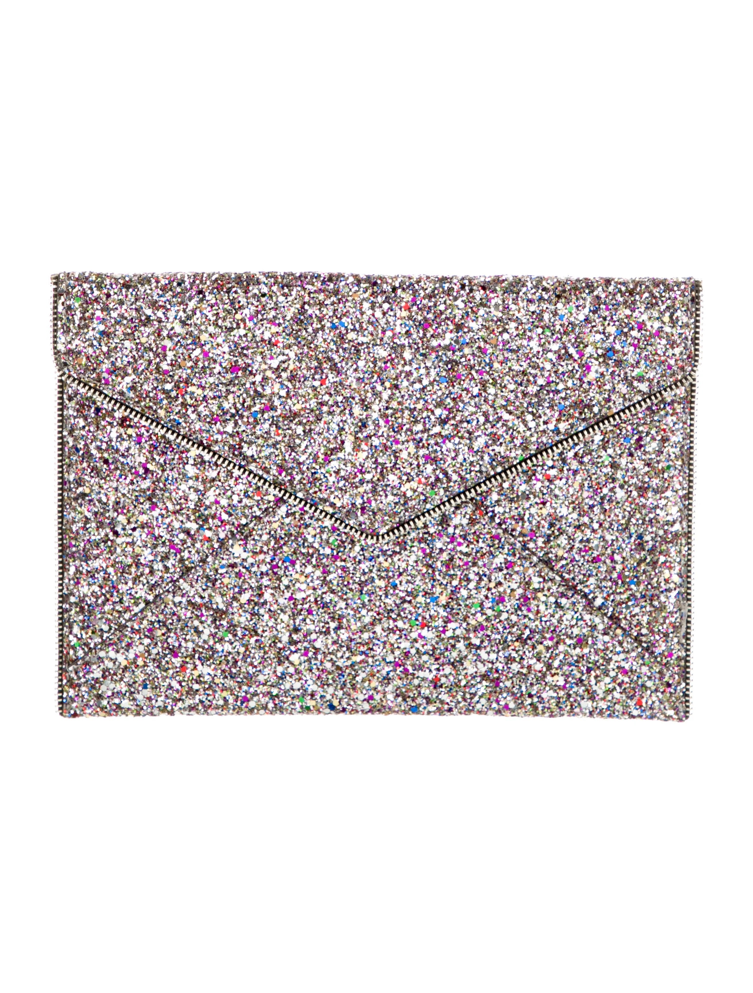 REBECCA MINKOFF multi colour sparkle glitter clutch