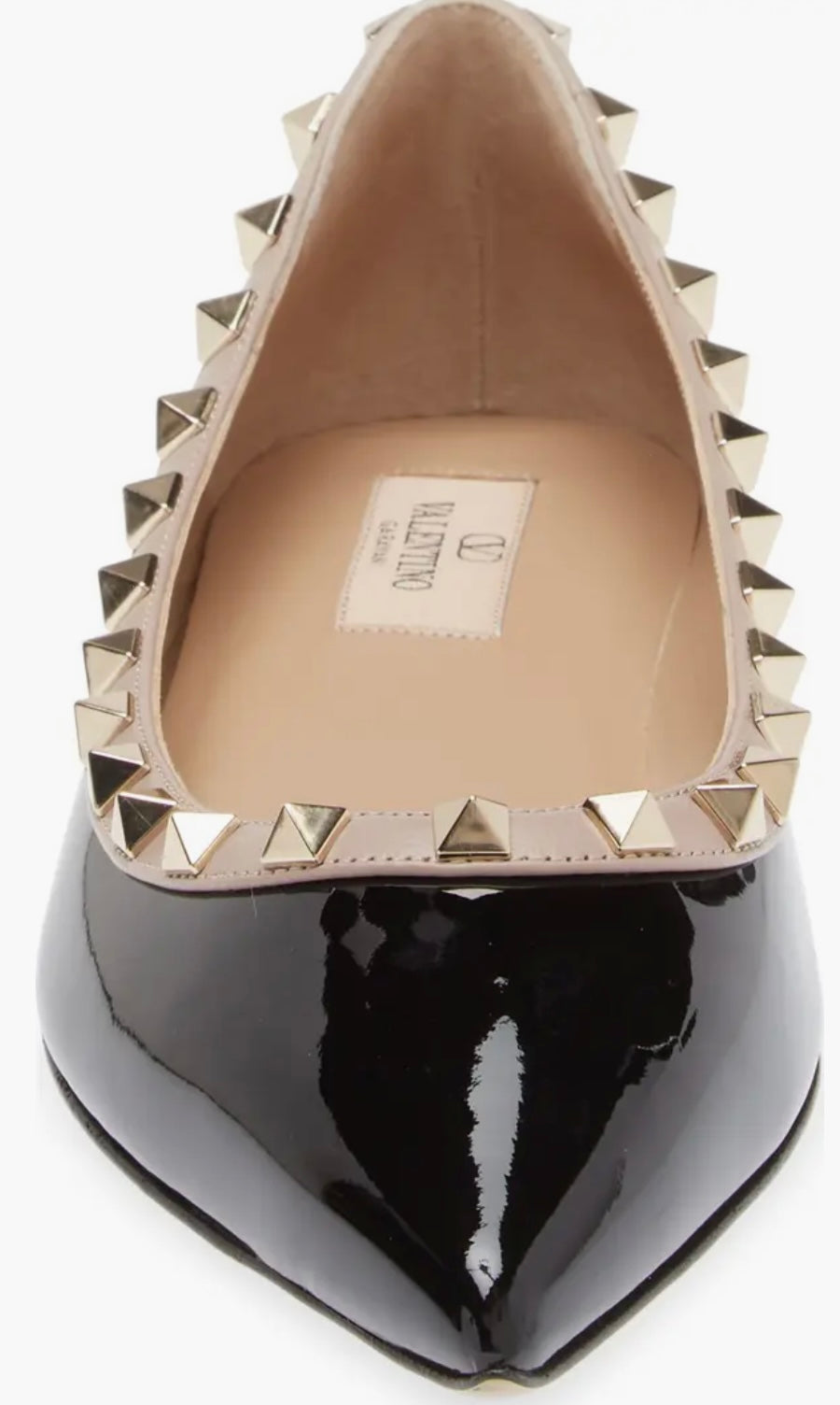 Valentino - Rockstud Pointed Toe Ballerina Flat