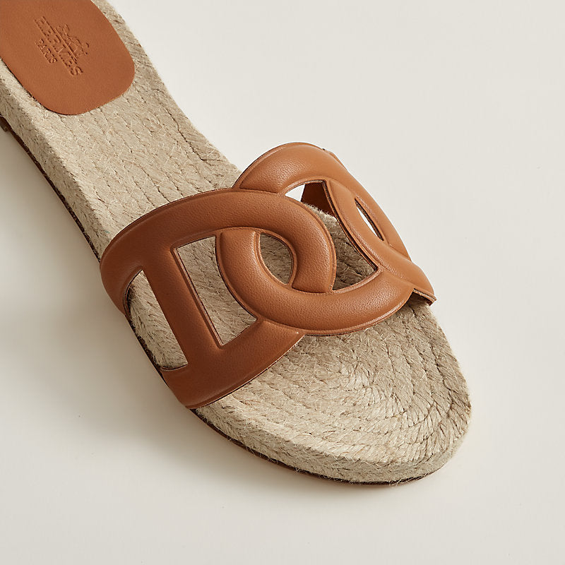 HERMES BROWN ESPADRILLE SANDALS (FAMOSA ESPADRILLES)