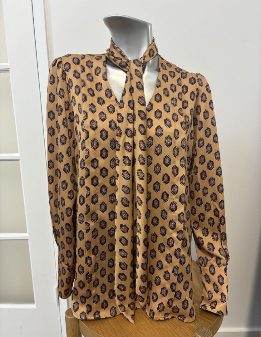 Smythe Pattern Tie Neck Blouse