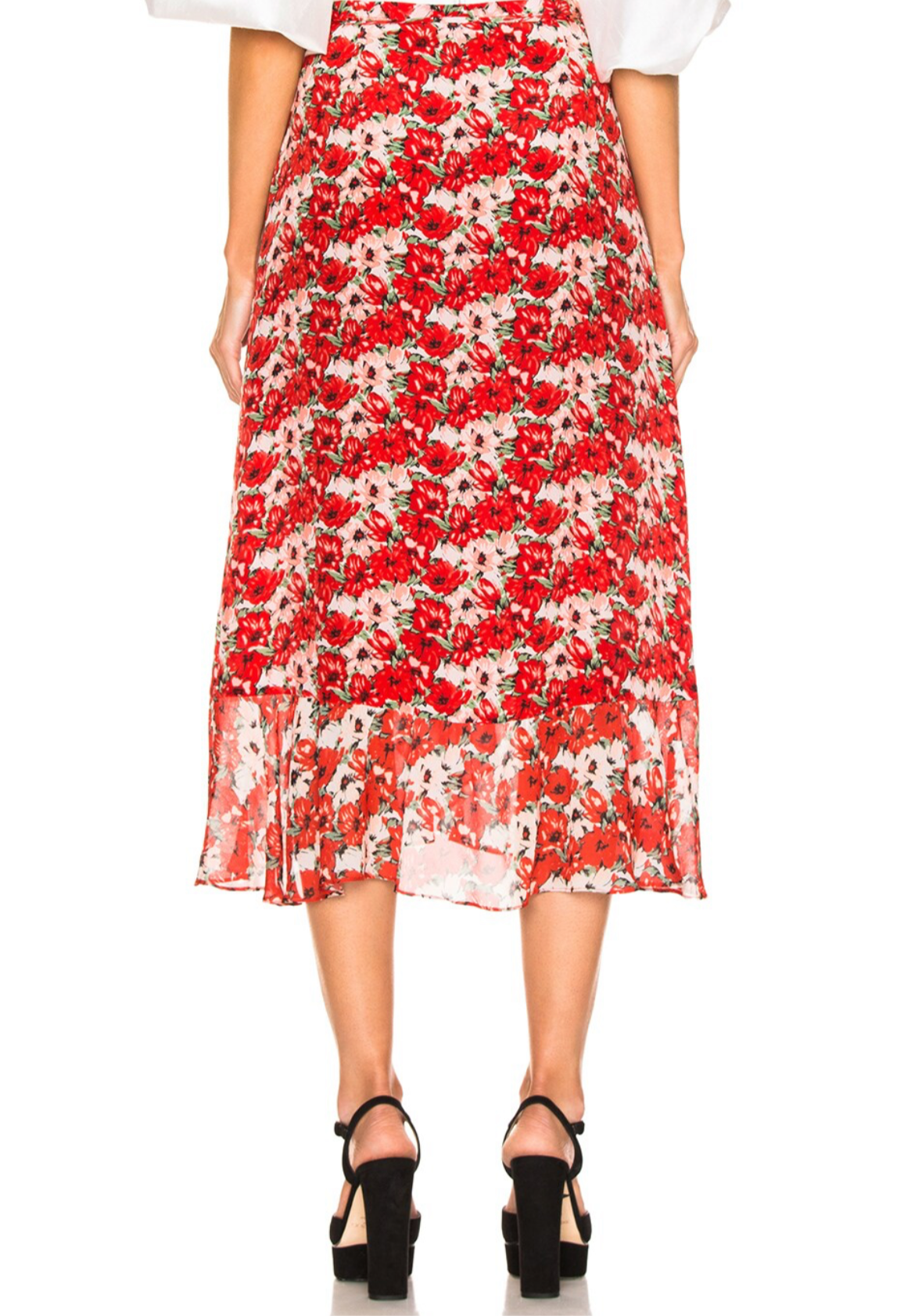 RIXO gracie red floral wrap top and skirt