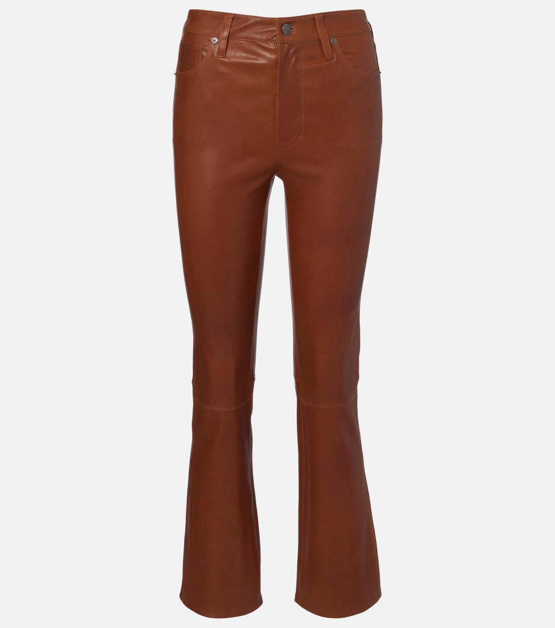 FRAME brown leather pants "the reboot crop"