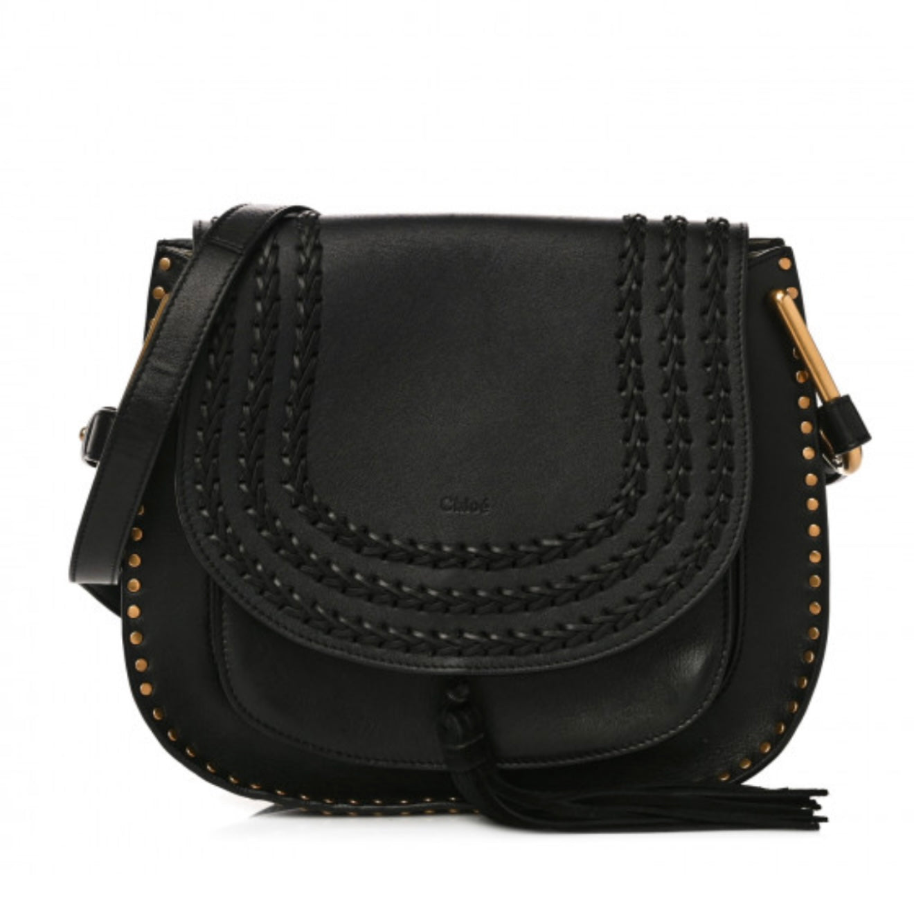 CHLOE
Calfskin Braided Medium Hudson Shoulder Bag Black