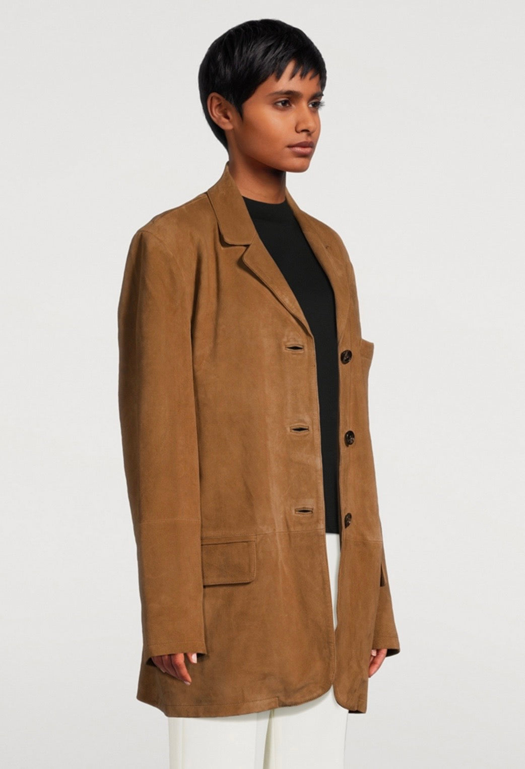 SMYTHE suede weekend jacket in Fawn