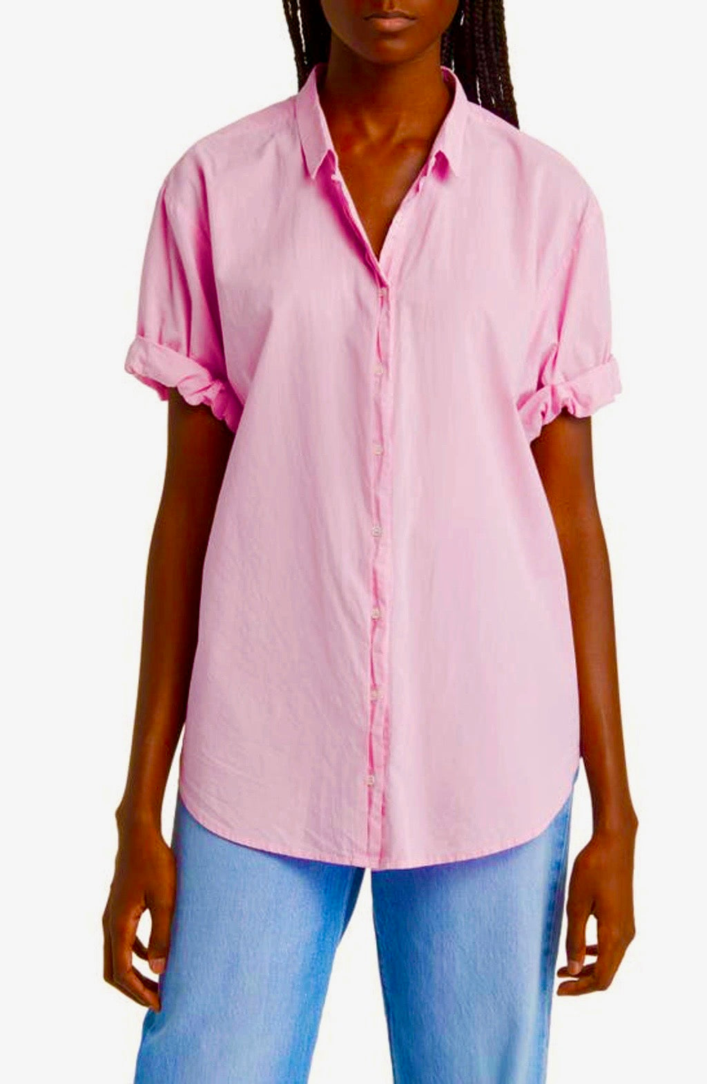 XIRENA pink button up tshirt