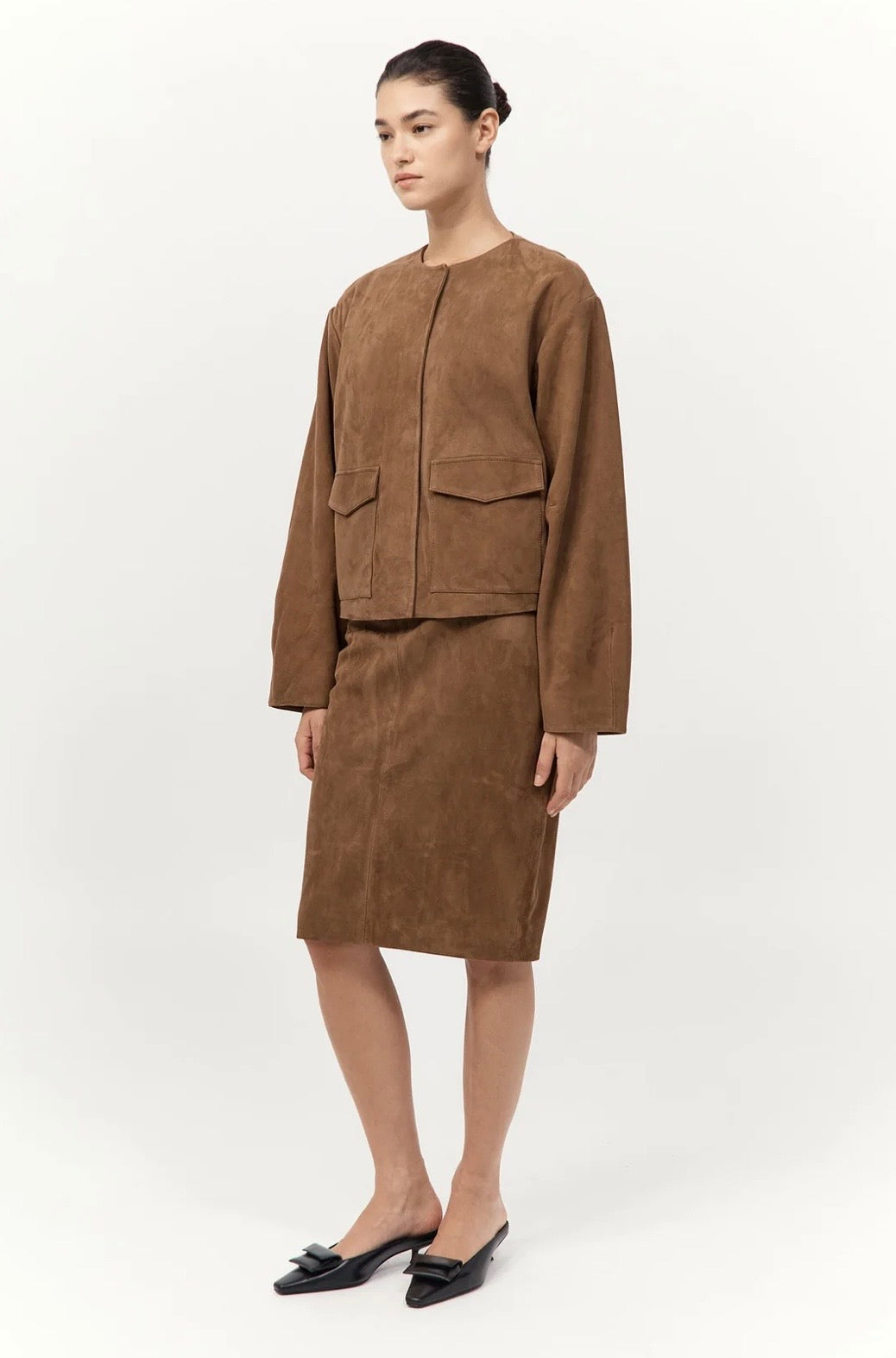 ST. AGNI Utility Cocoon suede jacket