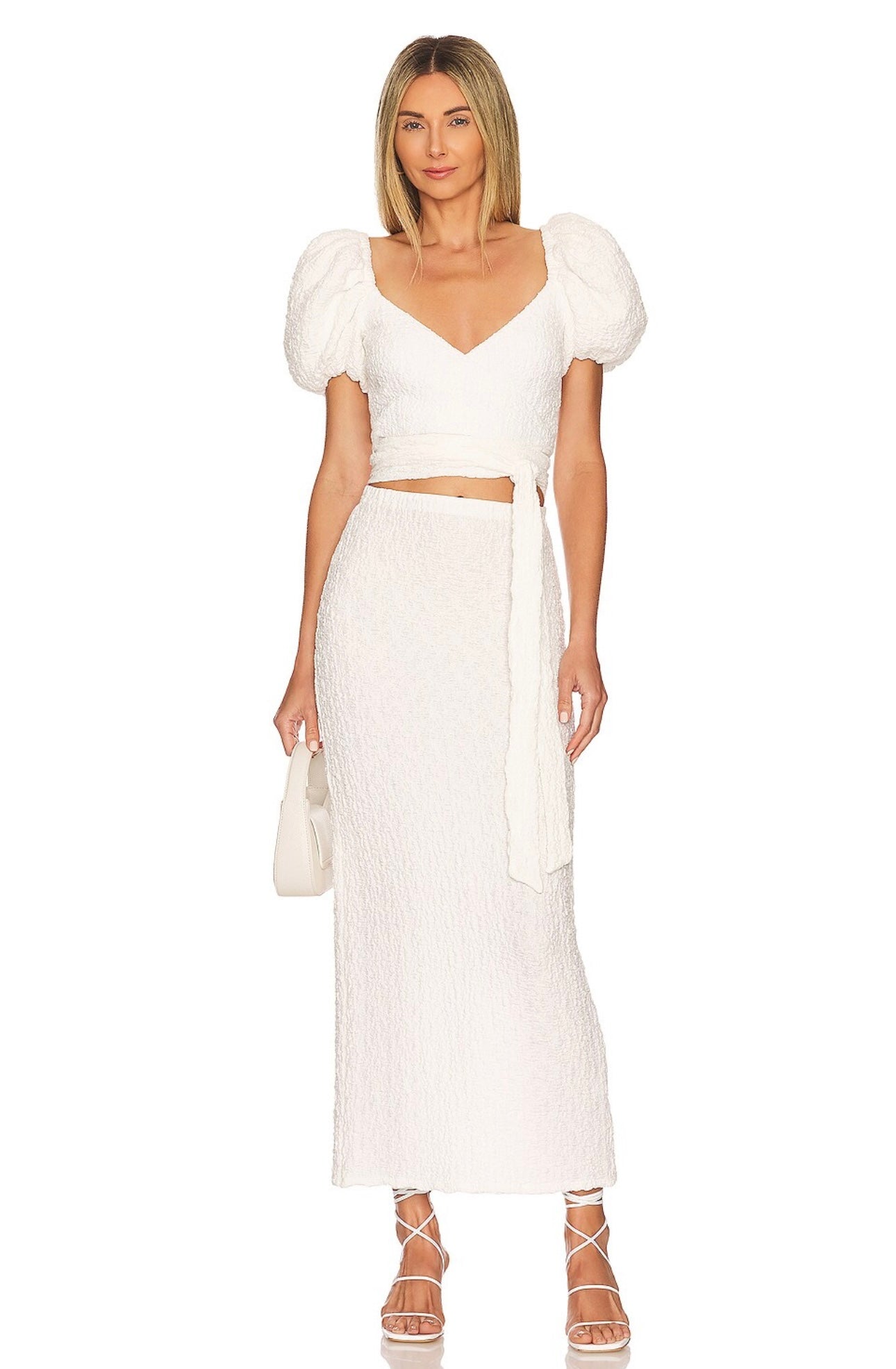 Ronny Kobo - Estefan Skirt in Textured Novelty White