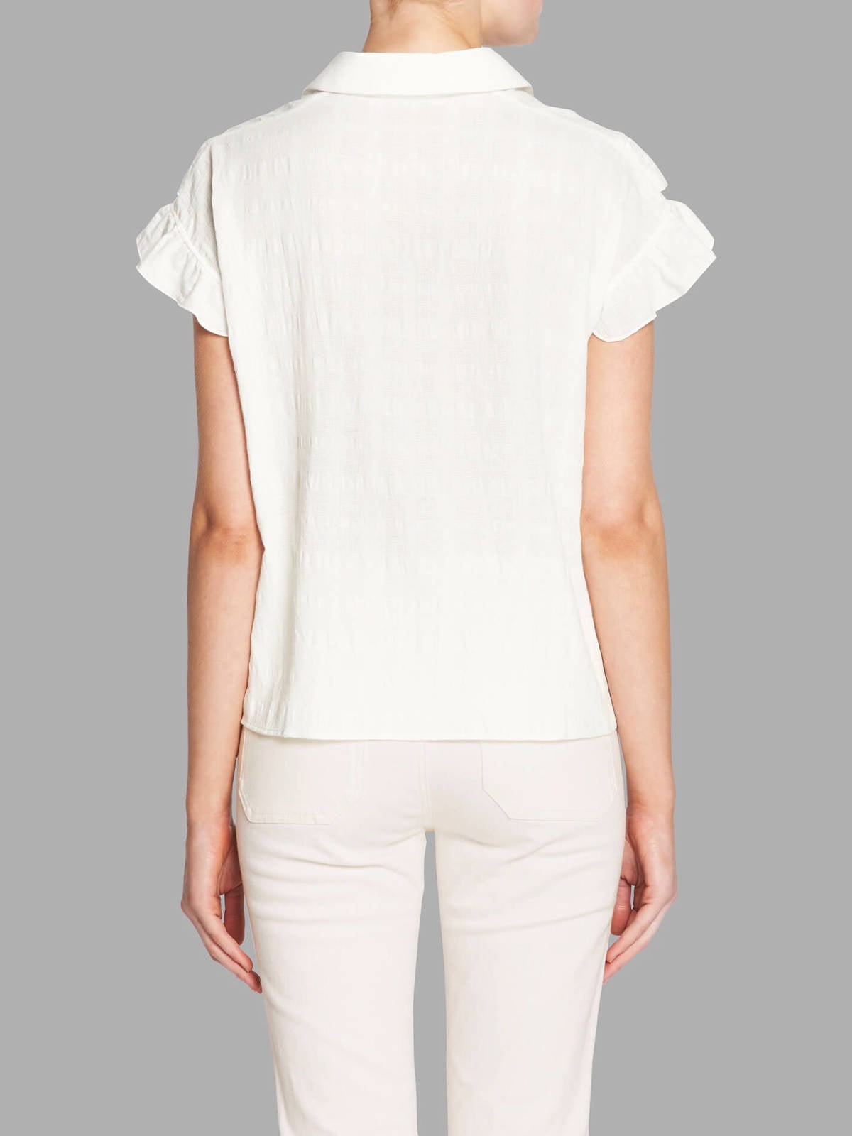 IRO ruffled white collared shirt