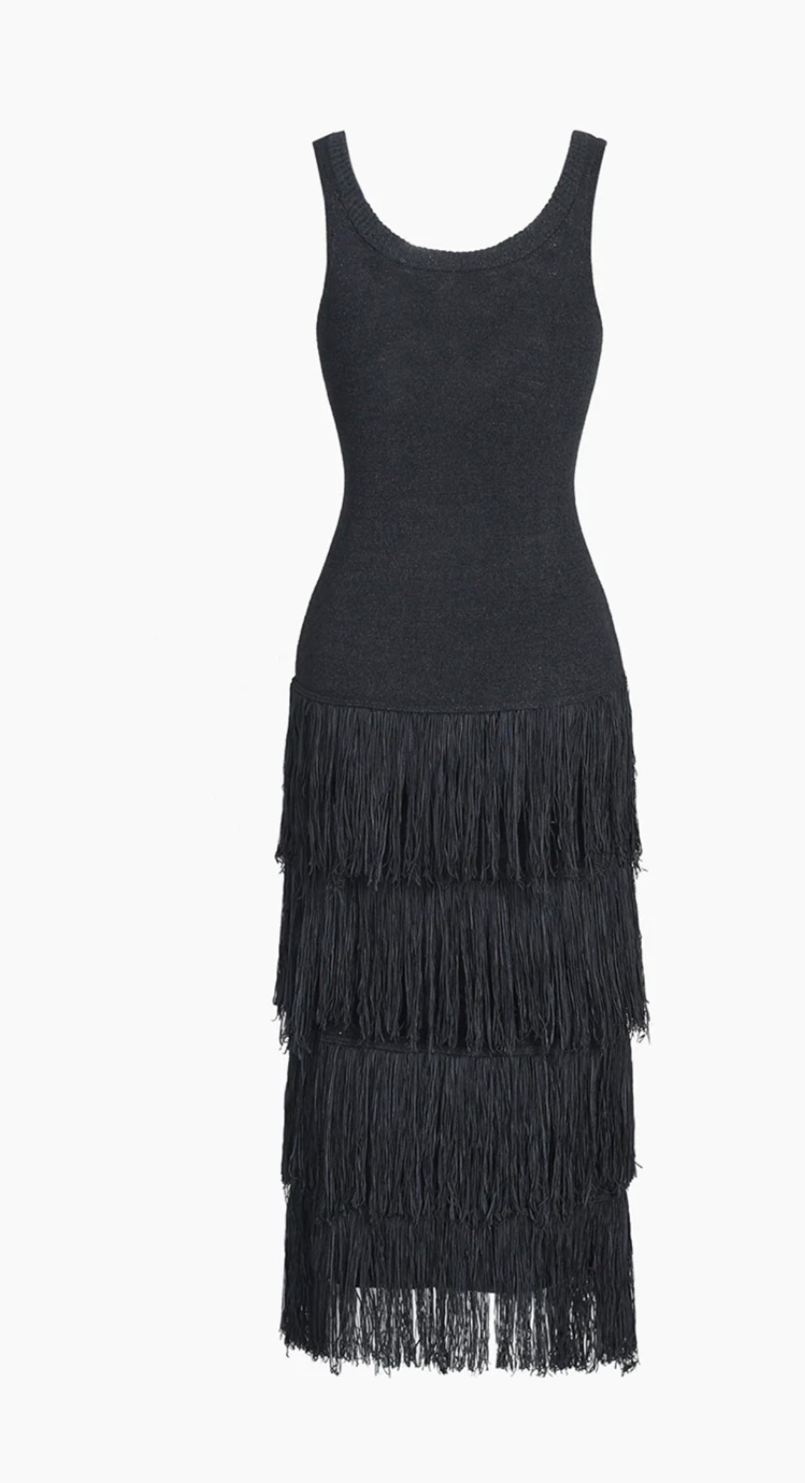 COMMENSE - Shimmy Fringed Midi Dress