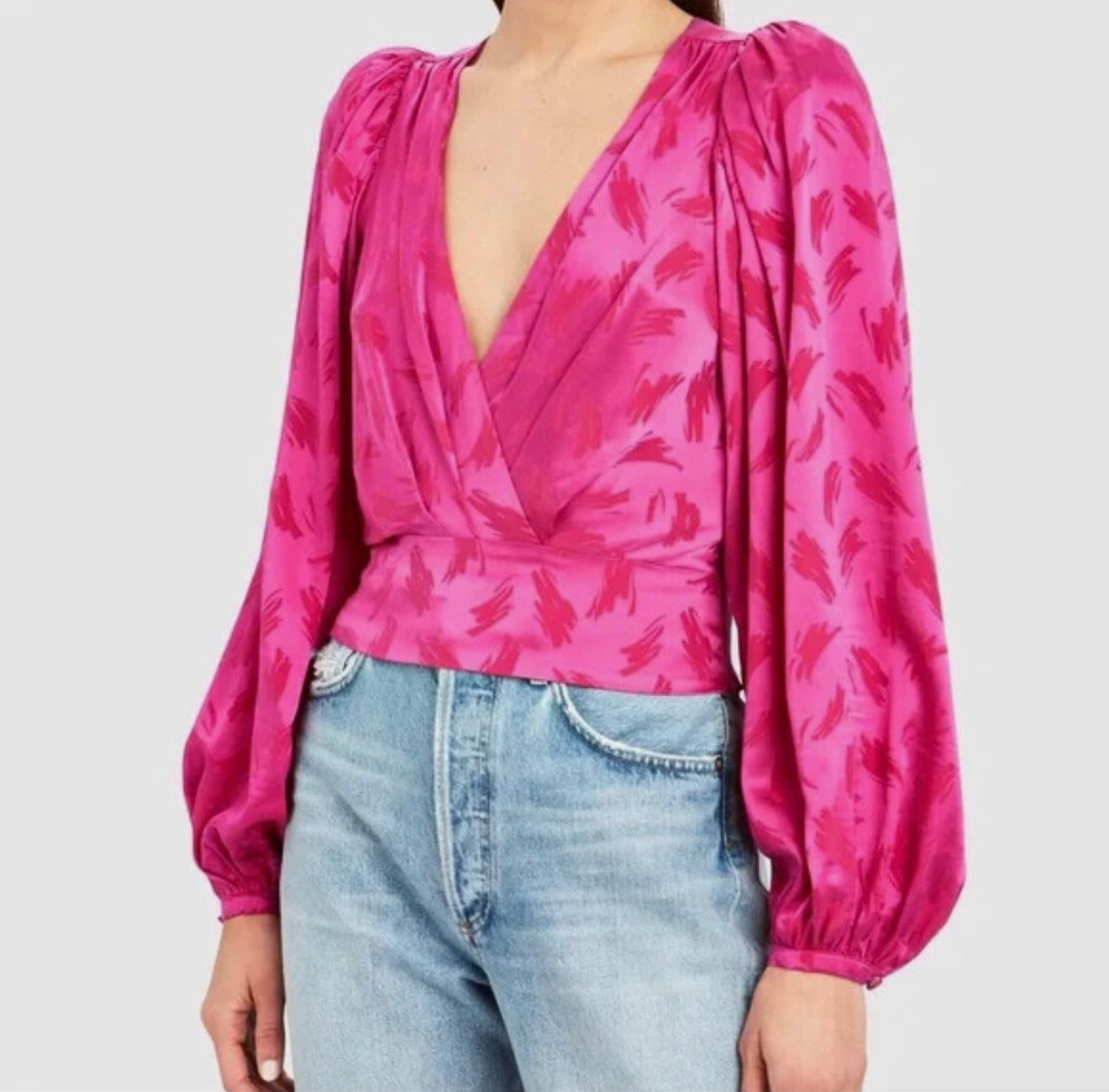 Ronny Kobo Eugenia Jacquard Top in Hot Pink