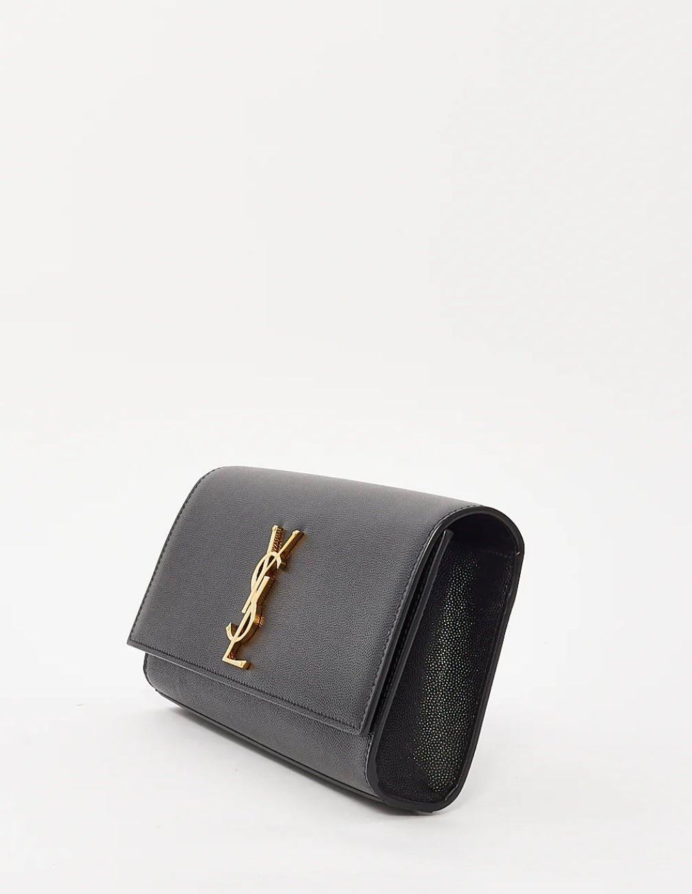 Saint Laurent Black Grain de Poudre Leather Kate Clutch
