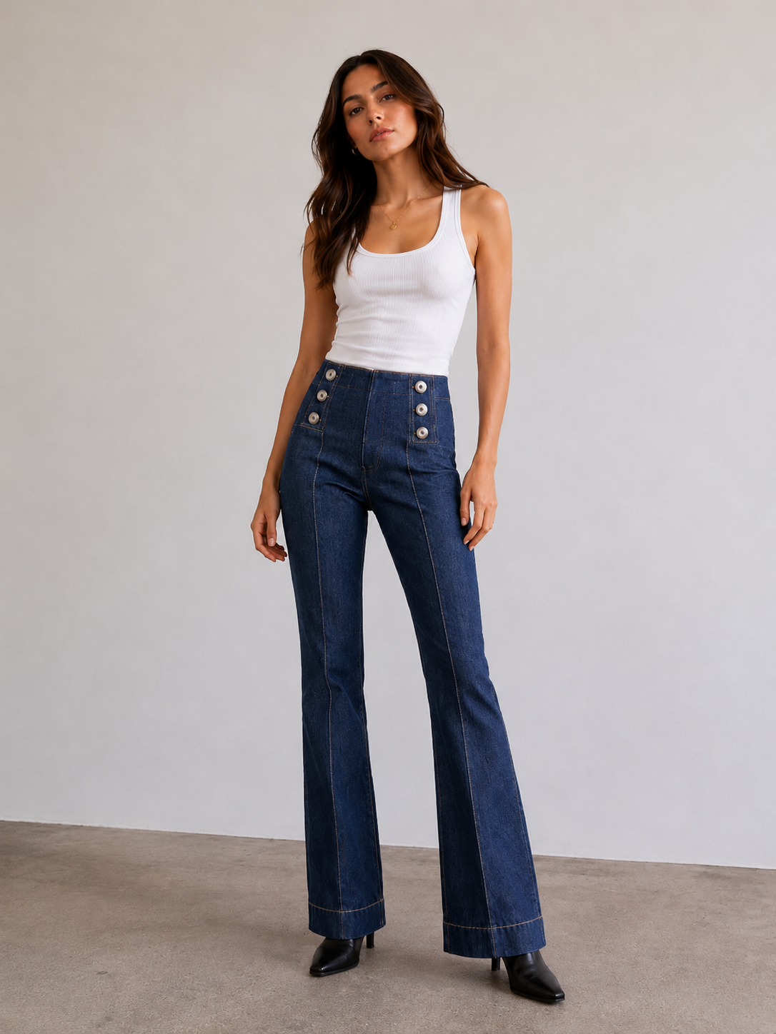 CINQ A SEPT blue jeans with large buttons on pockets NWT Chantal pants