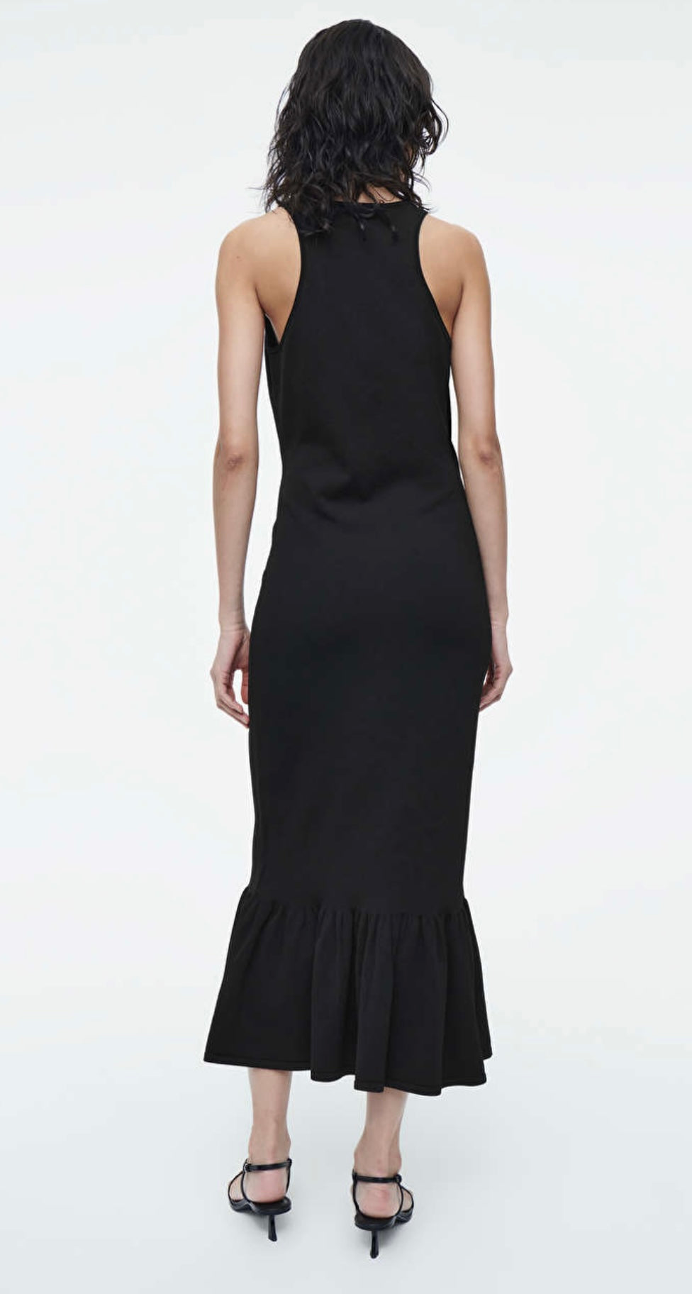 COS - KNITTED RUFFLED-HEM MIDI DRESS