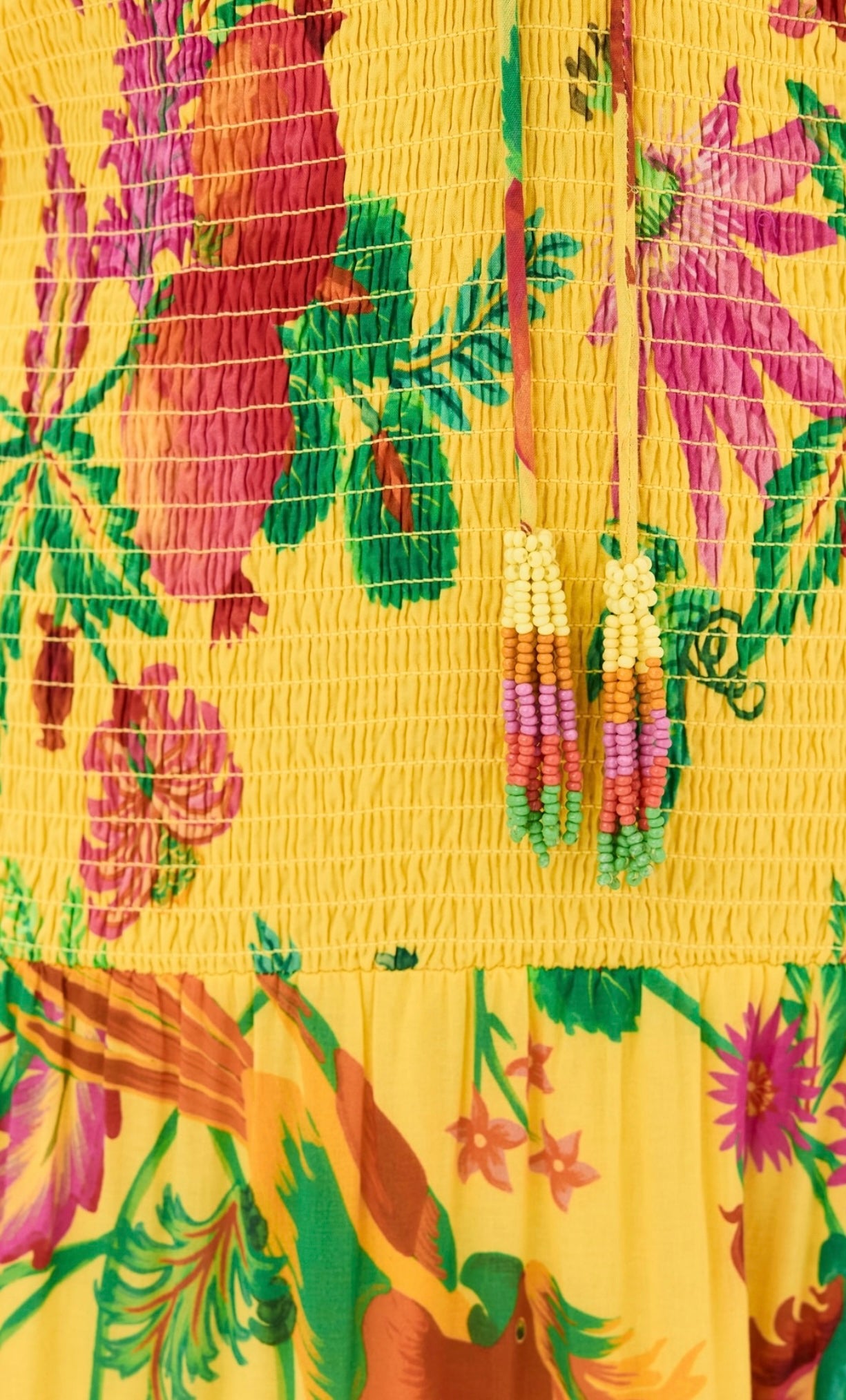 FARM Rio
Delicate Fruit Garden Yellow Smocked Maxi Dress