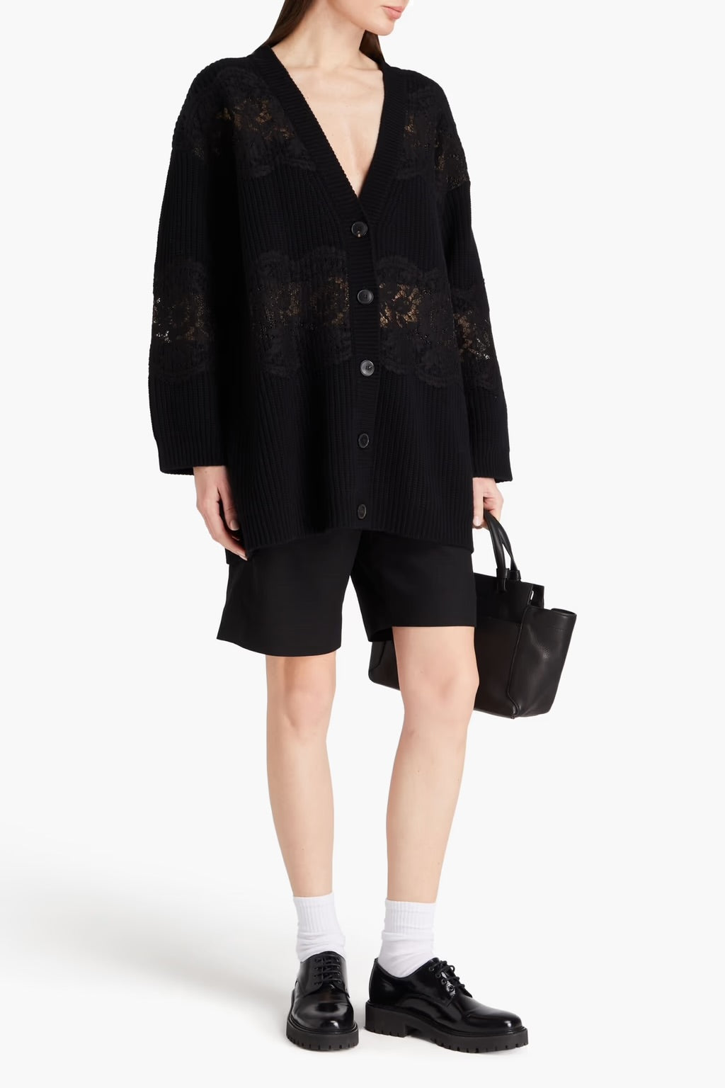 VALENTINO black cardi with lace detail
