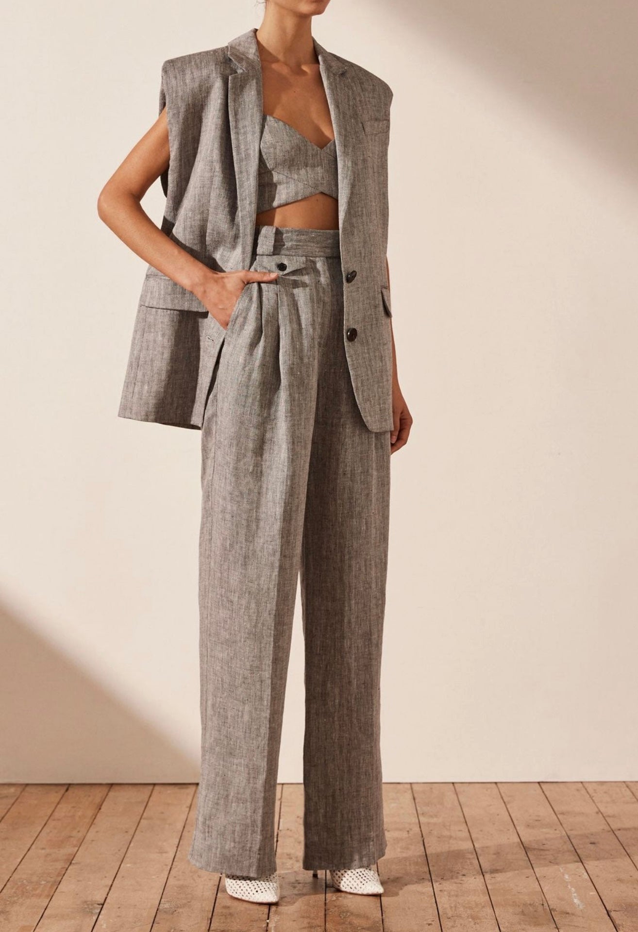 SHONA JOY herringbone vest and pants set