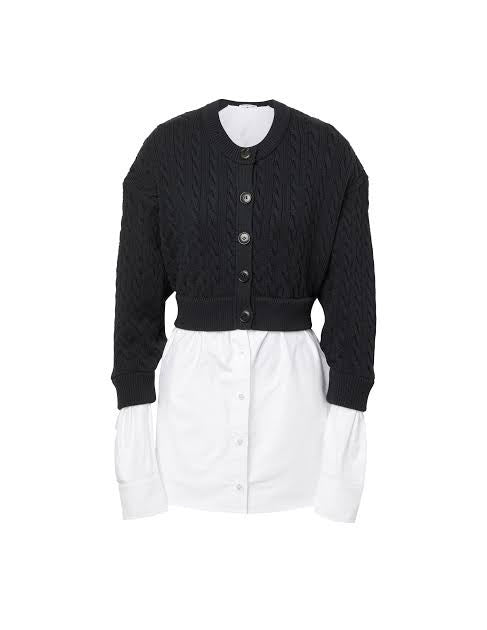 T by Alexander Wang Black and White Knit and Button Down Top