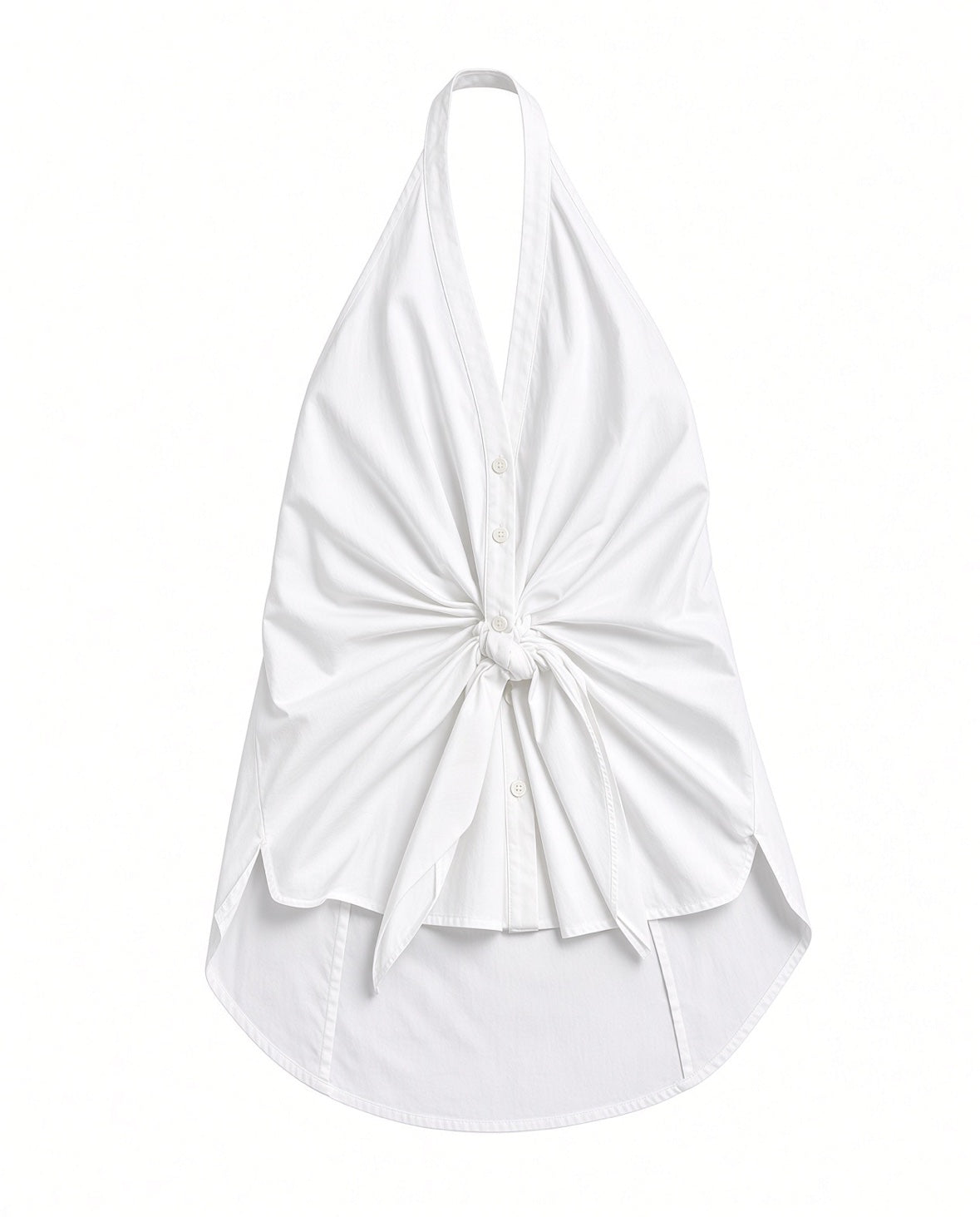 VERONICA BEARD white cropped 'button up' halter neck top
