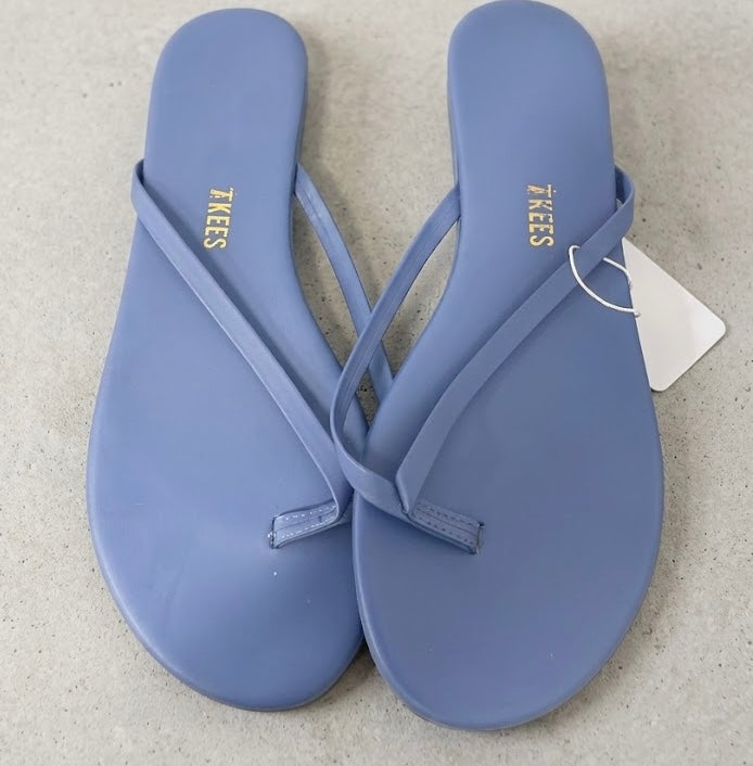 TKEES blue flip flops