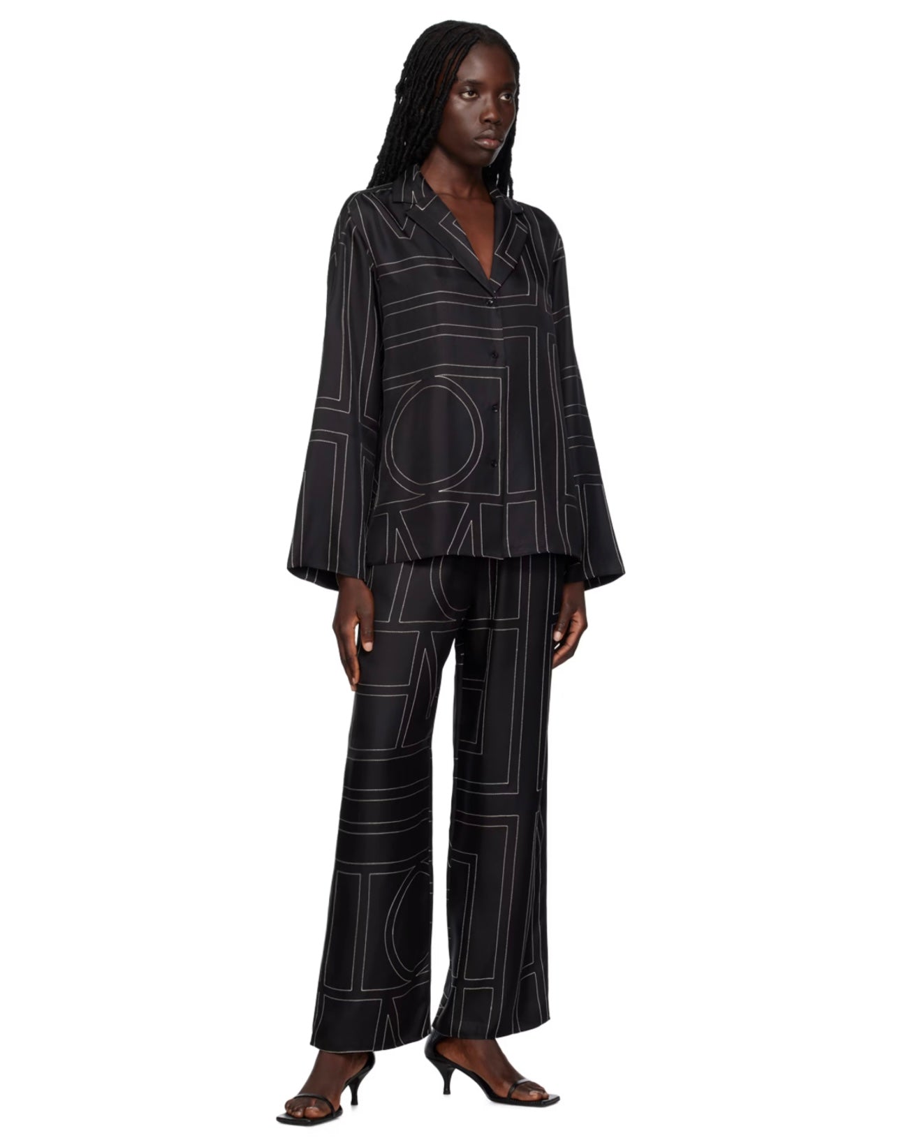 TOTEME
Black Monogram Shirt & Pants (being sold as a set)