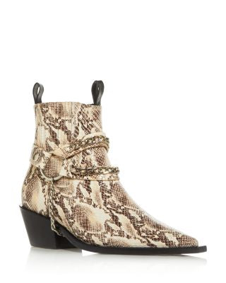 ANINE BING snakeskin boots with silver chains, 38