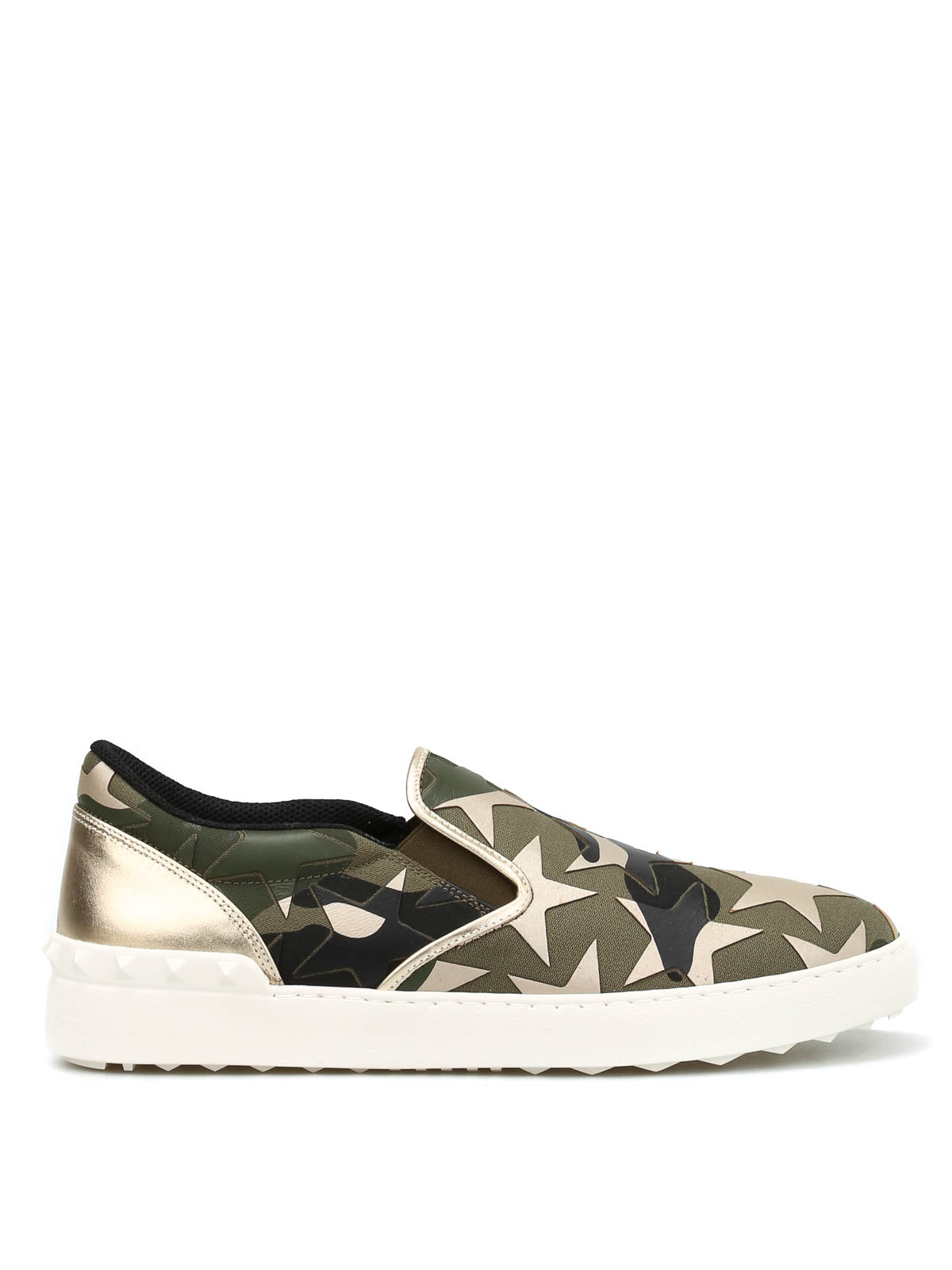 VALENTINO rockstud star slip on army green