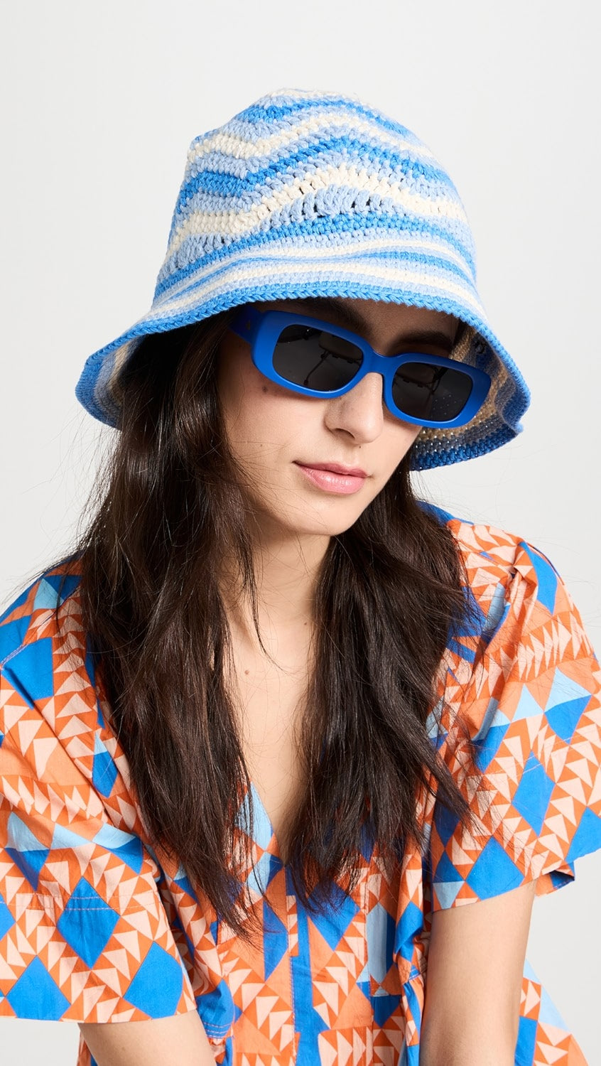 GANNI cotton crochet bucket hat