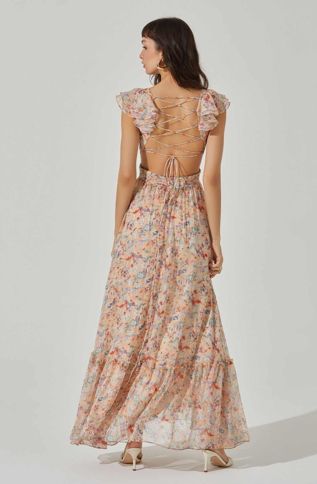 ASTR THE LABEL pink multicolour floral maxi dress