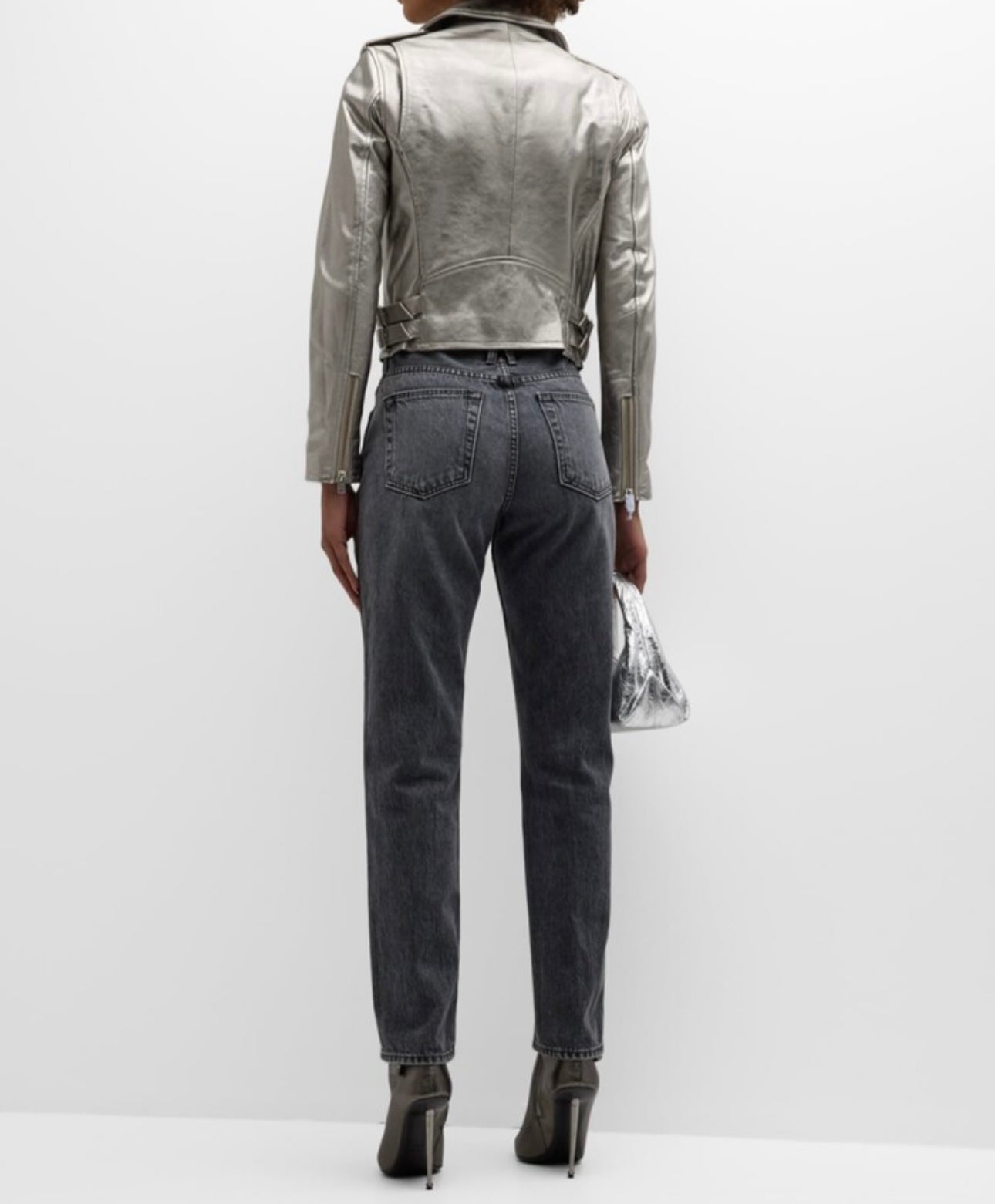 IRO Asheville Cropped Metallic Leather Jacket