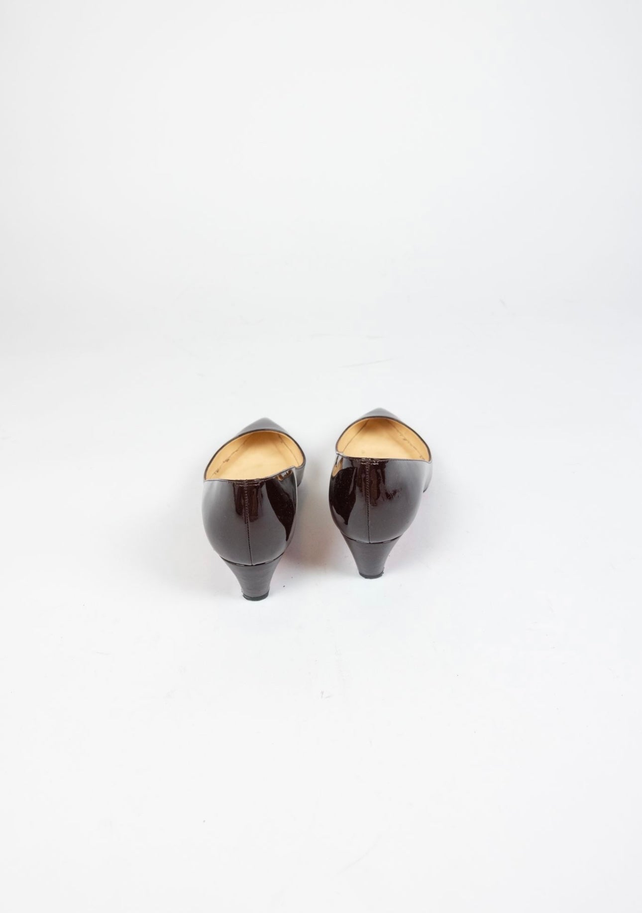 Christian Louboutin - Burgundy Patent Leather Kitten Heel Pumps