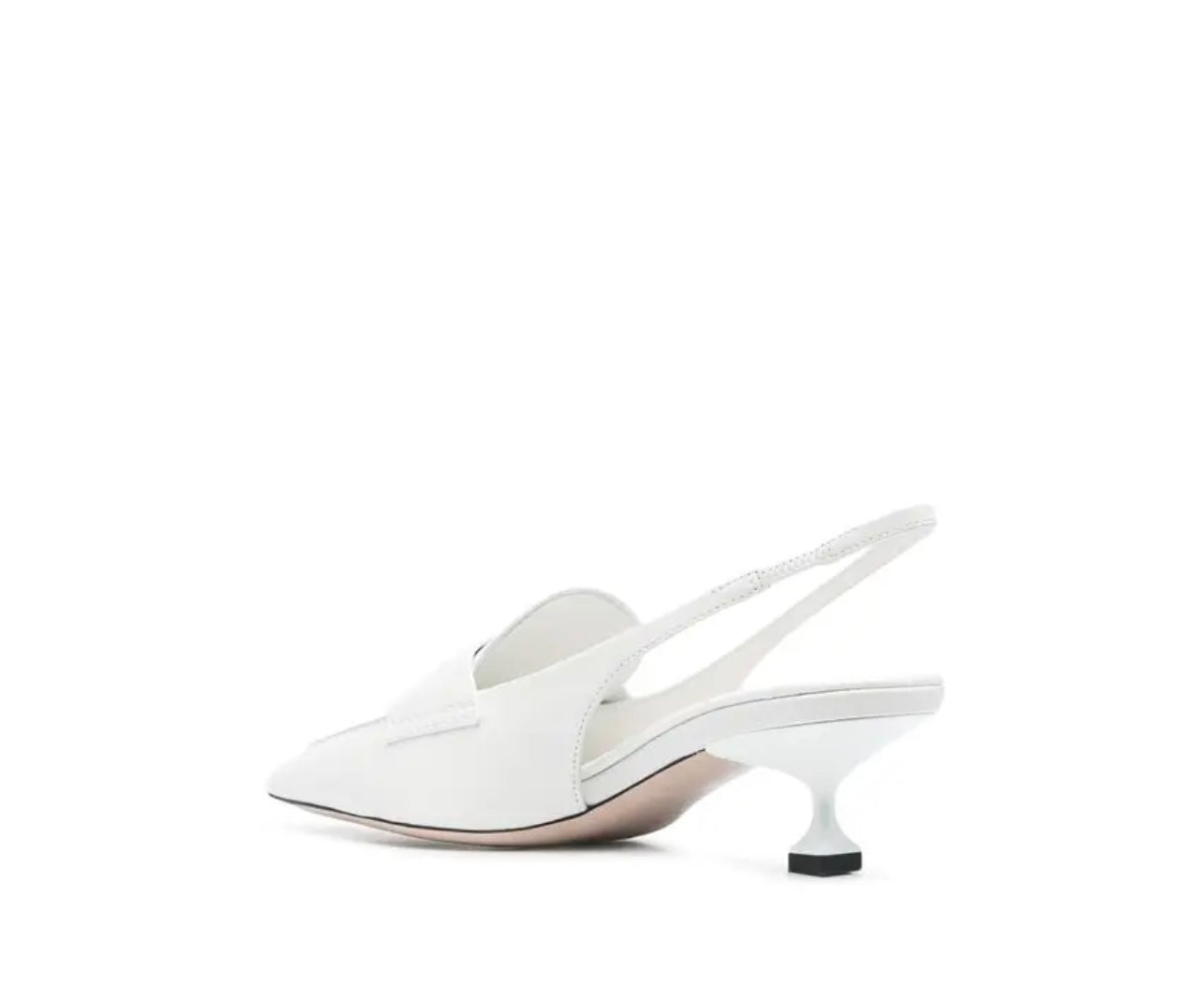 Miu Miu - White Patent Leather Slingback Penny Loafers