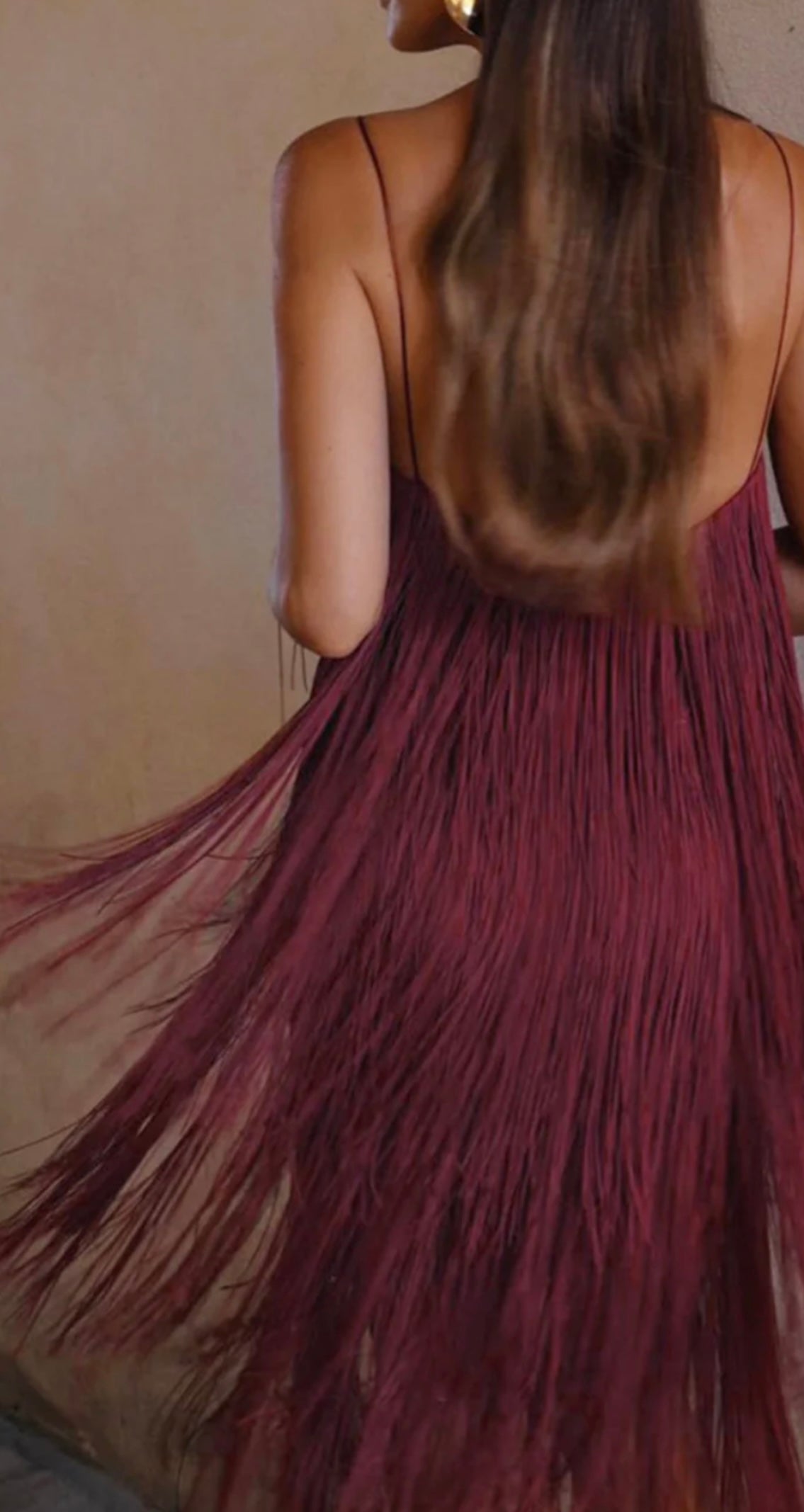 COMMENSE - Florence Fringed Open Back Short Dress