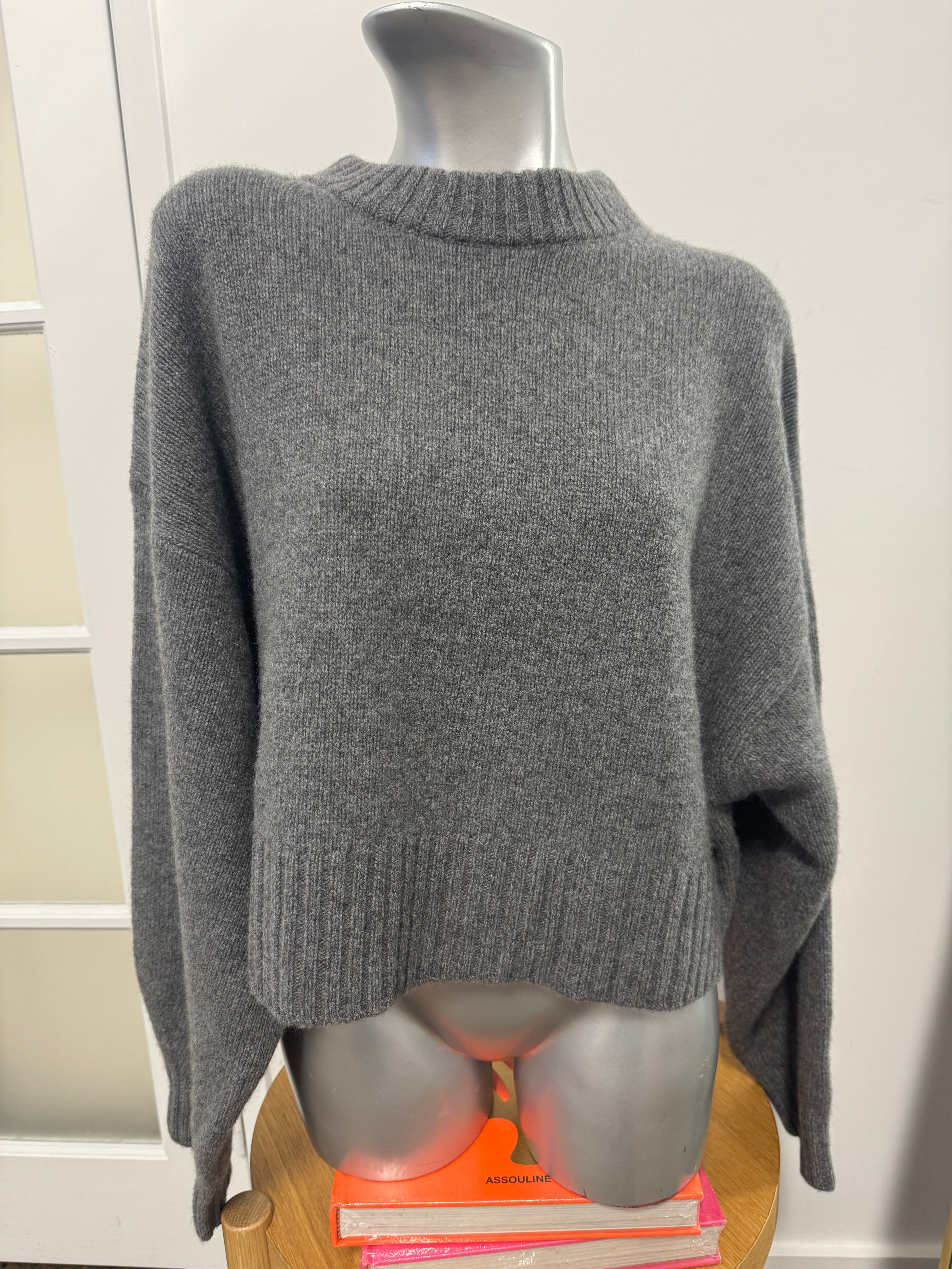 HERSKIND grey knit crewneck sweater wool cashmere blend NWT