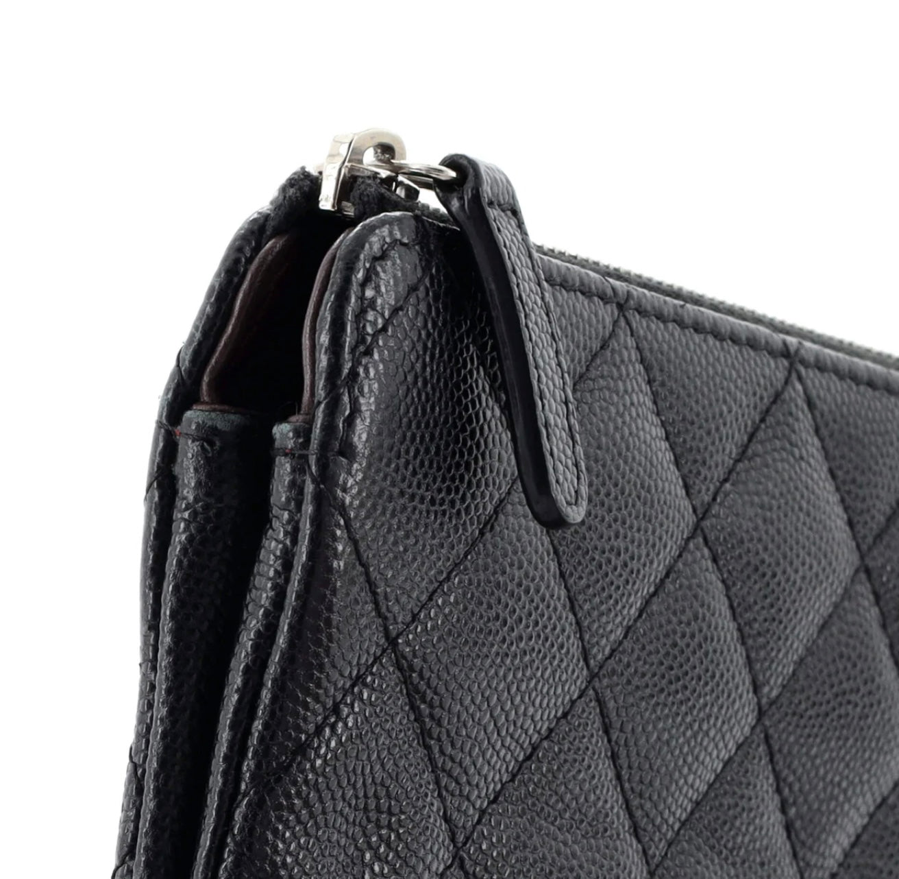 Black Chanel Classic Double Pocket Zip Pouch Quilted Caviar Small, ONE SIZE