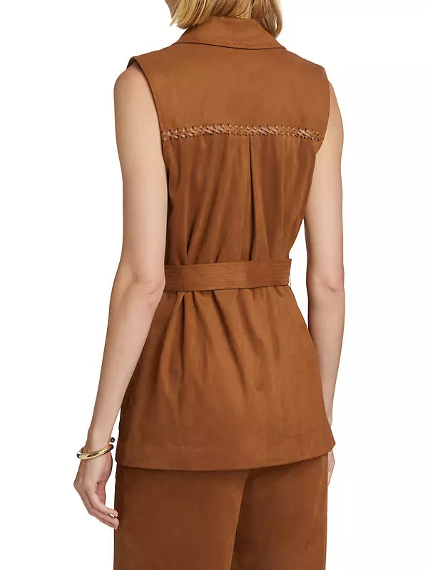 Ramy Brook Austin Faux-Suede Tie-Waist Vest and Pants