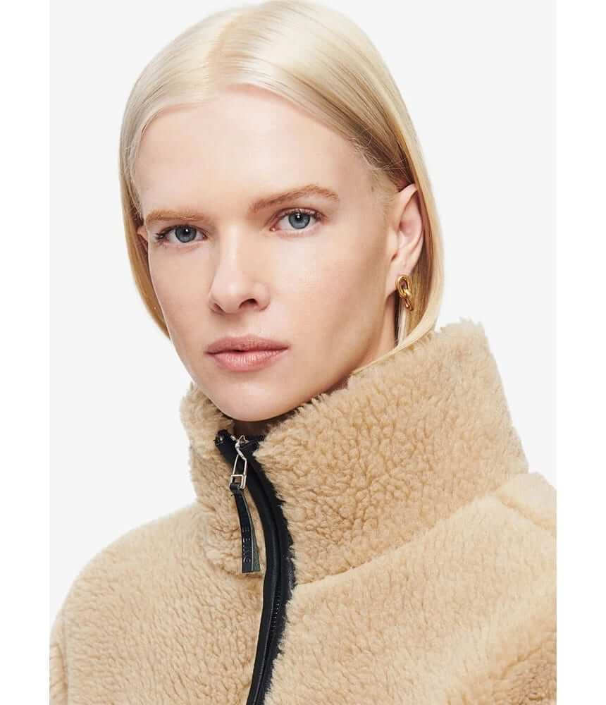 ANINE BING faux shearling and leather zip jacket
