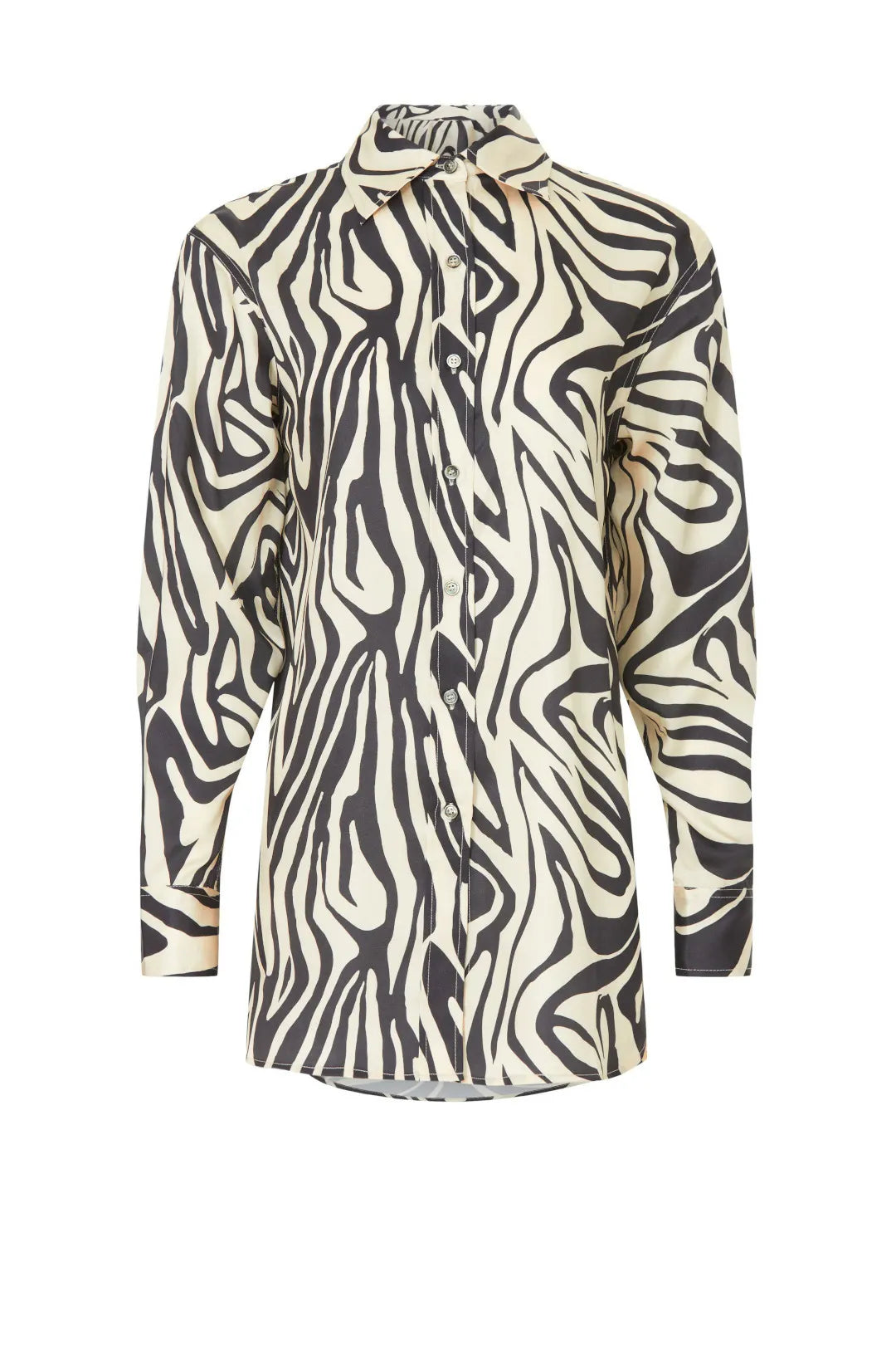 RONNY KOBO satin zebra set, pants and button up long sleeve