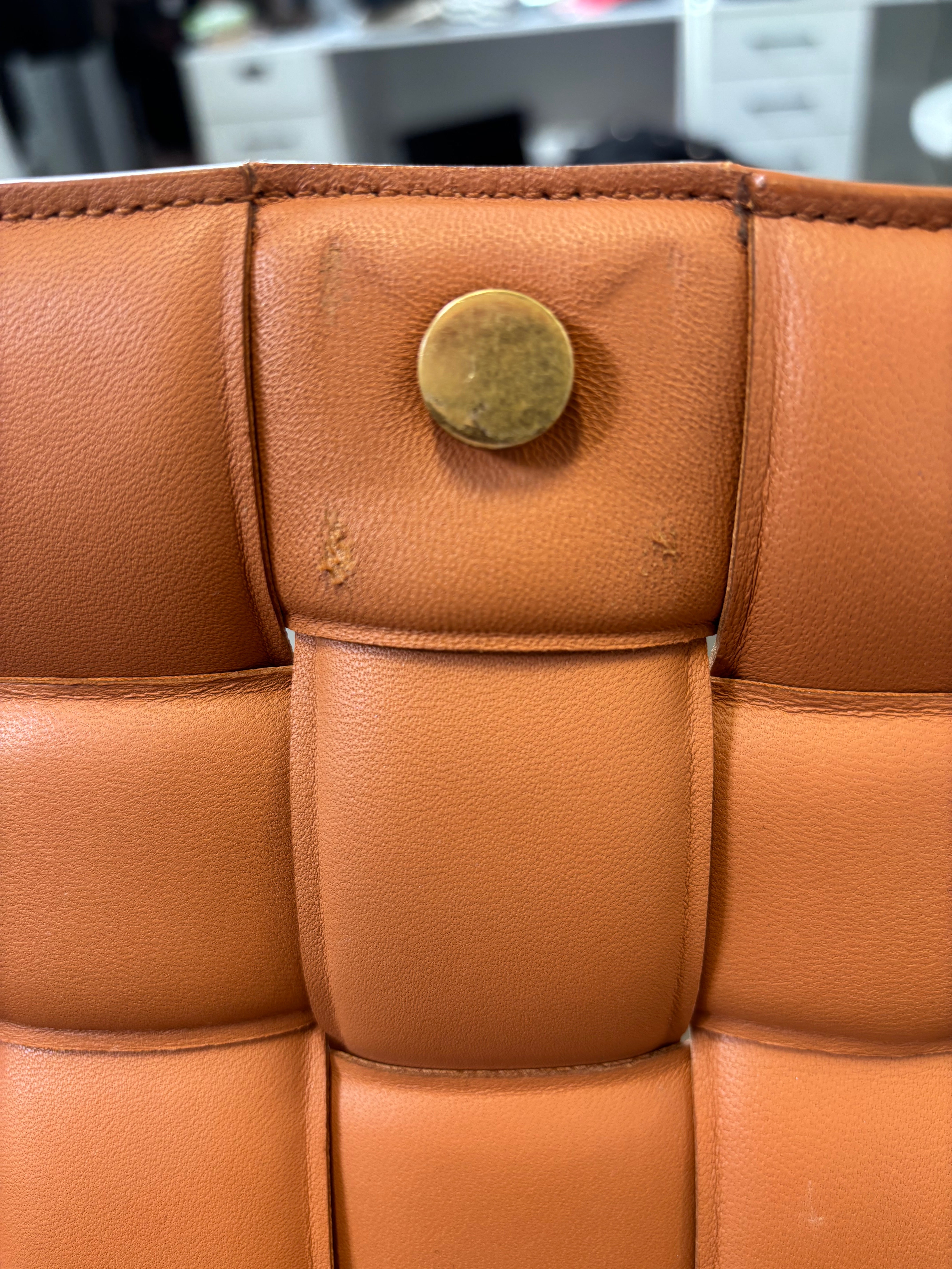 BOTTEGA VENETA padded orange cassette crossbody bag