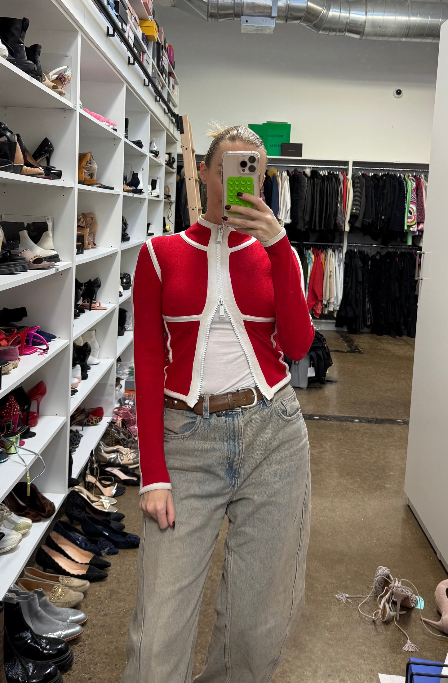 DSQUARED - Red & White Zip Sweater