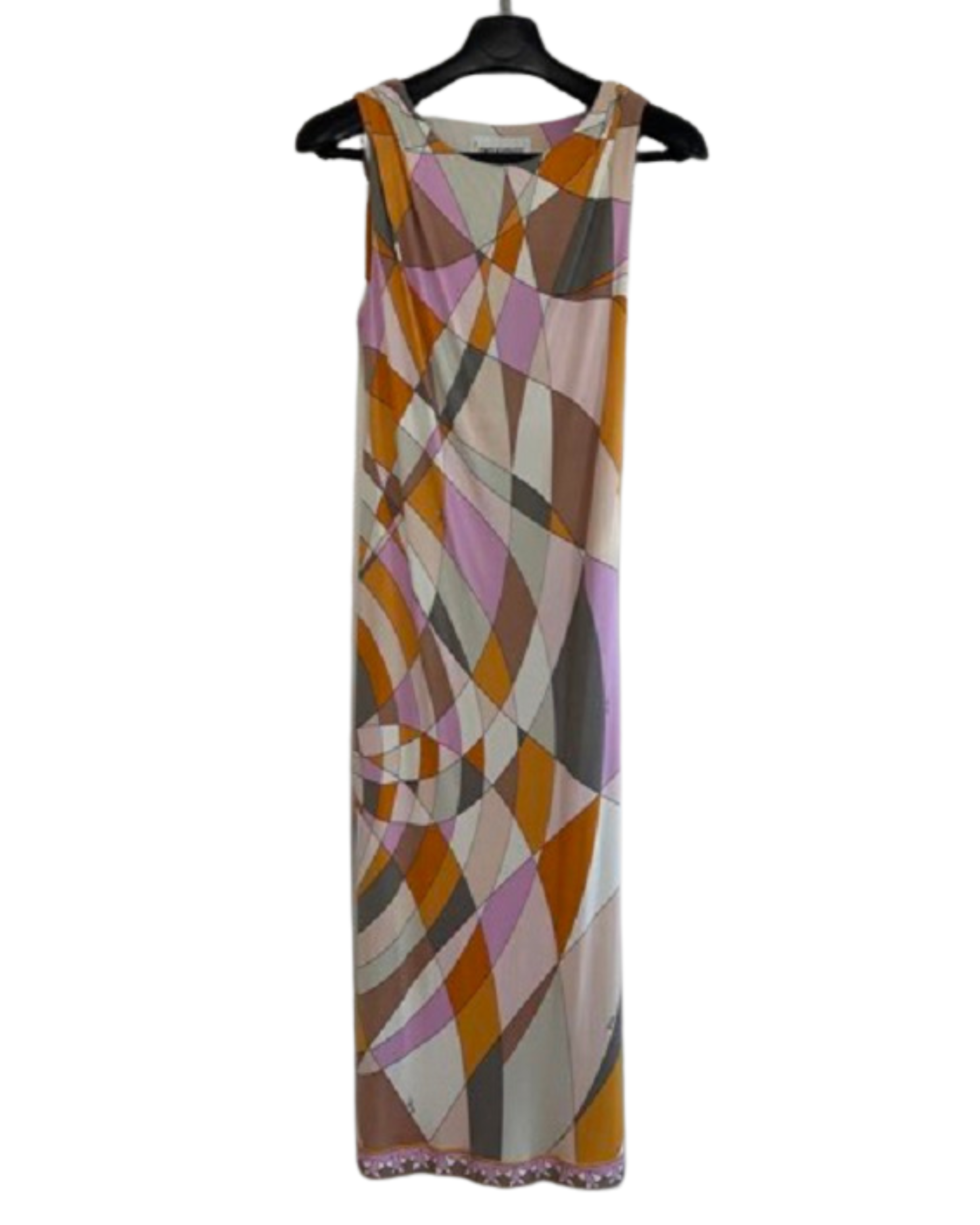 EMILIO PUCCI orange pink and white patterned dress