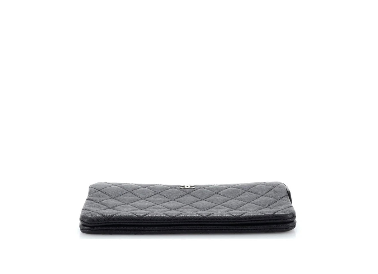 Black Chanel Classic Double Pocket Zip Pouch Quilted Caviar Small, ONE SIZE