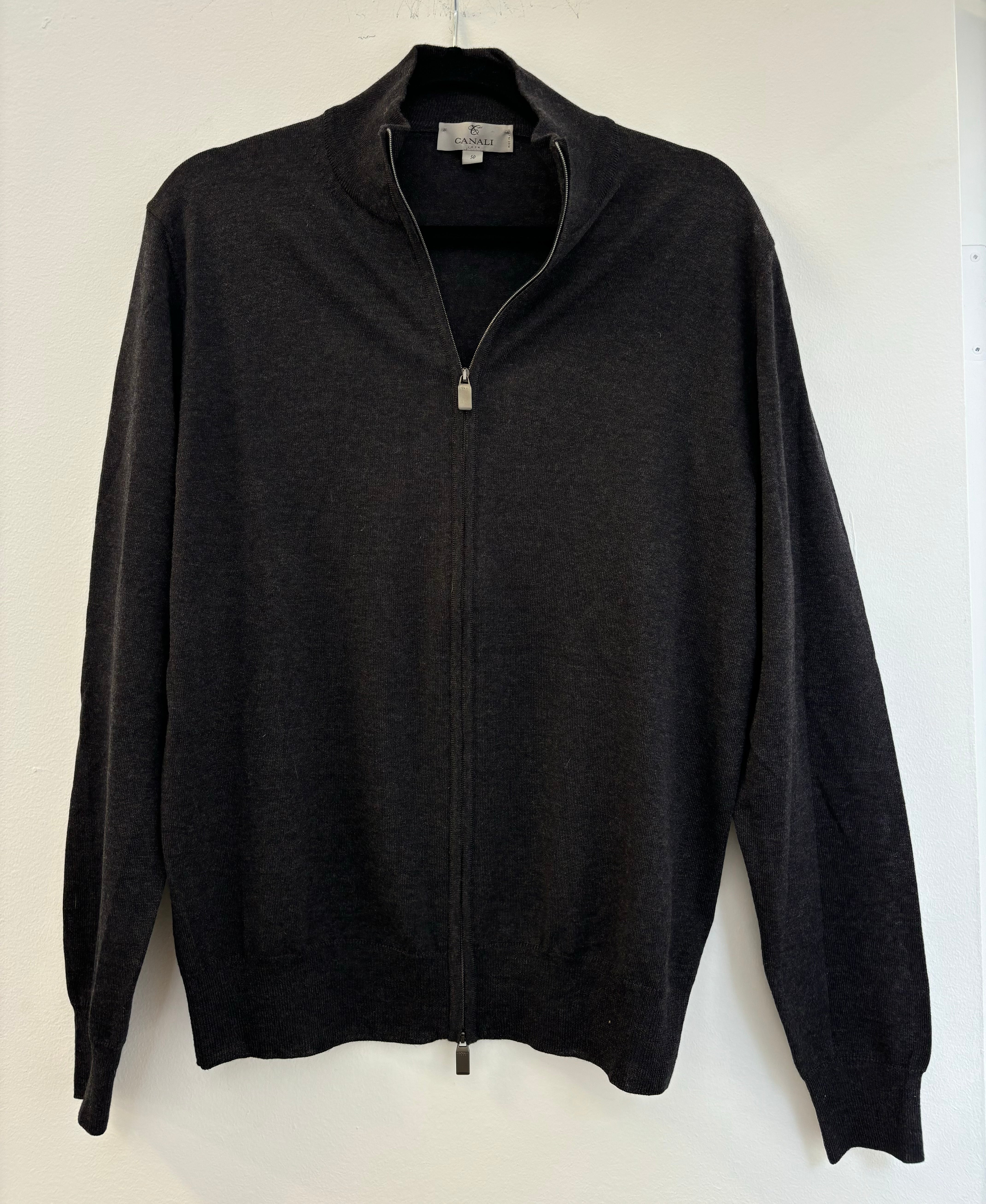 CANALI charcoal zip sweater