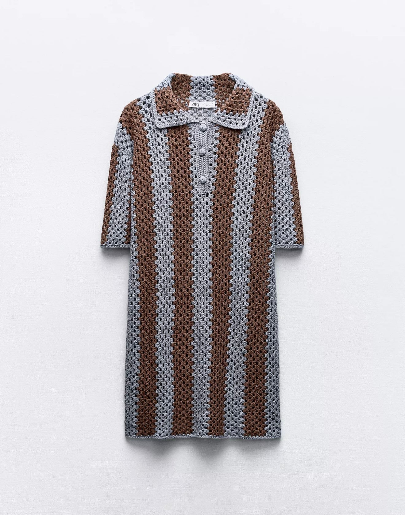 Zara - Crochet Knit Polo Dress