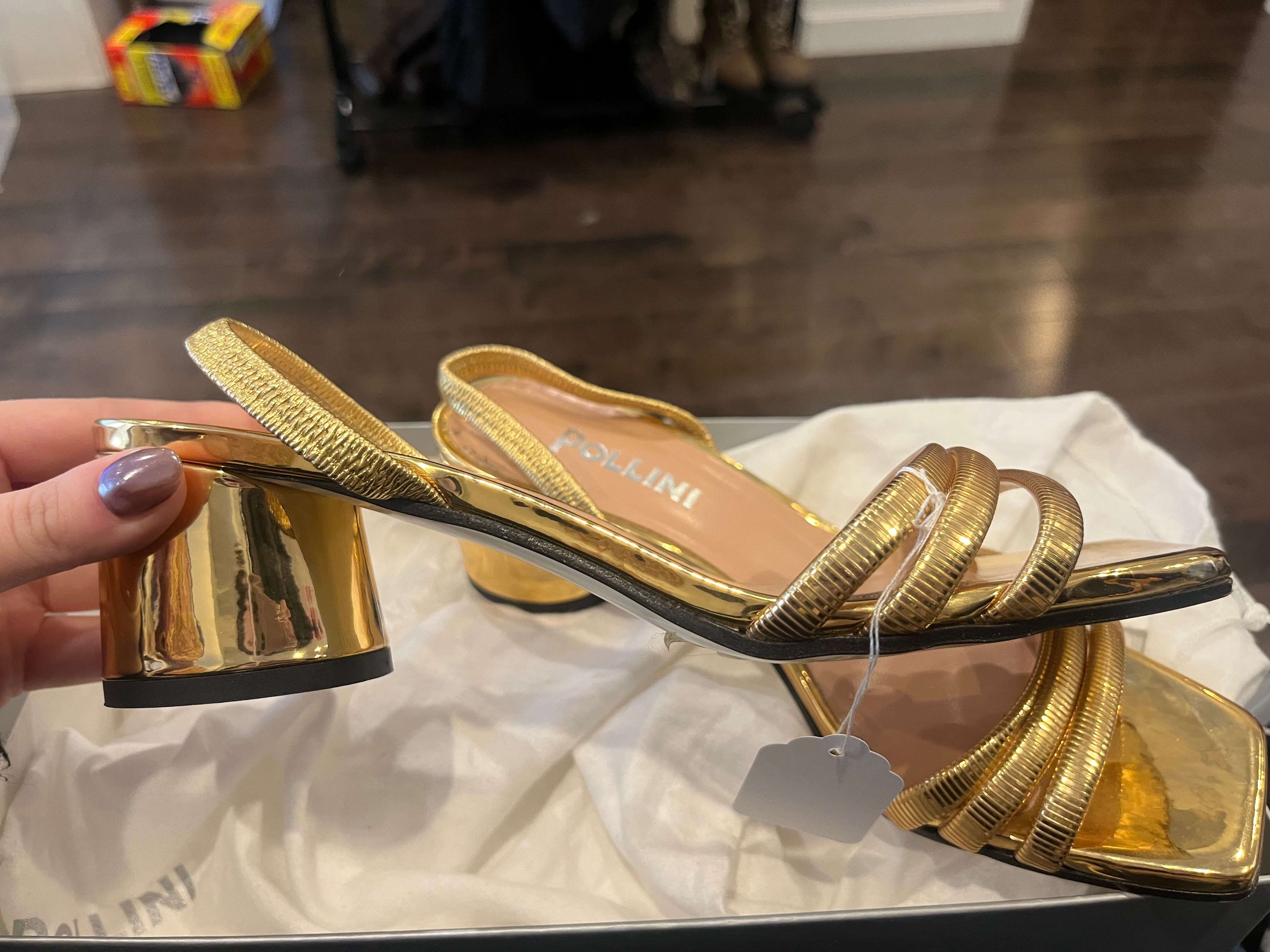 POLLINI gold strap sandals