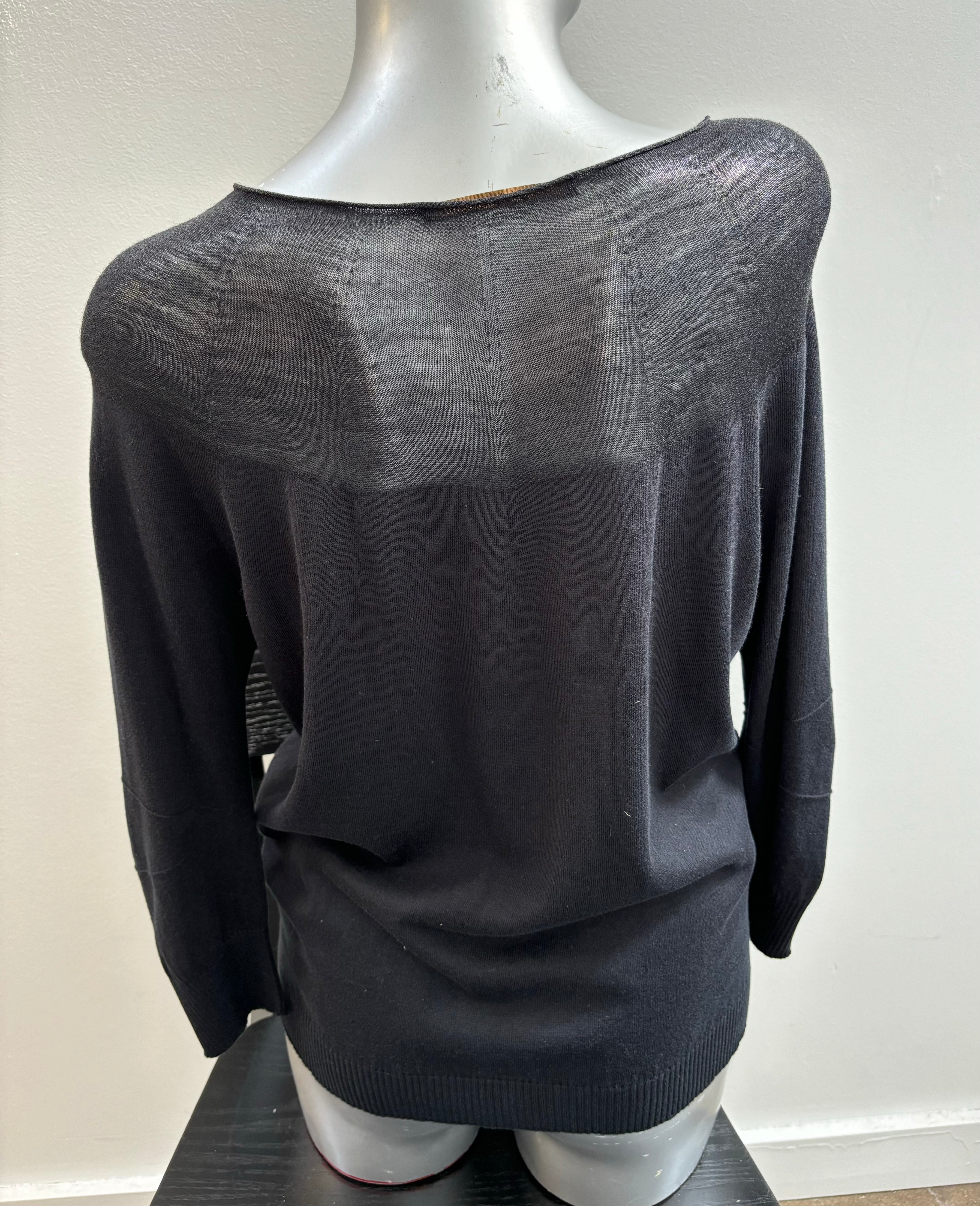 AGNONA black 3/4 sleeve knit sweater