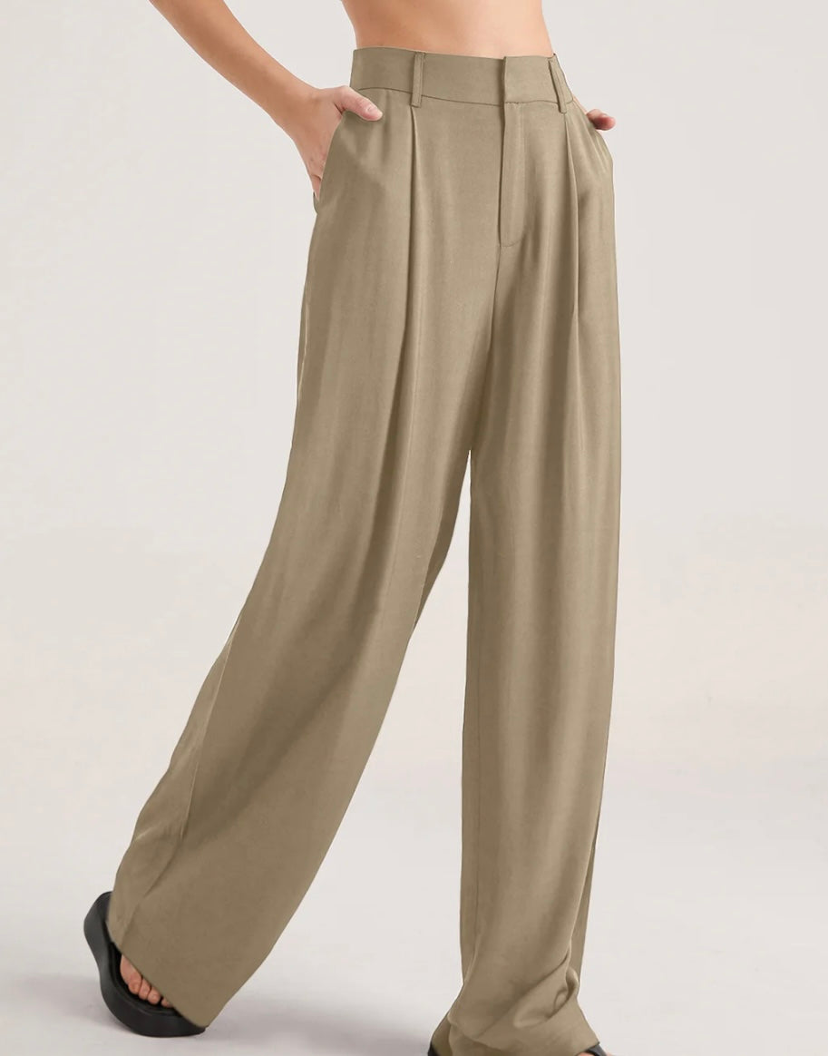 COMMESE - Oversized High Waisted Pleat Front Trousers