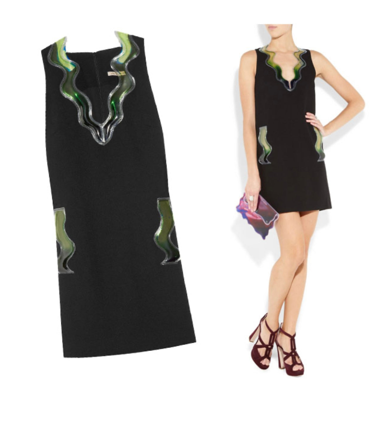 Christopher Kane Short Samantha Aqua Wool Crepe Dress