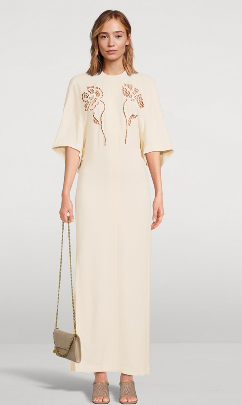 Stella McCartney Broderie Anglaise Cut-Out Maxi Dress in Cream